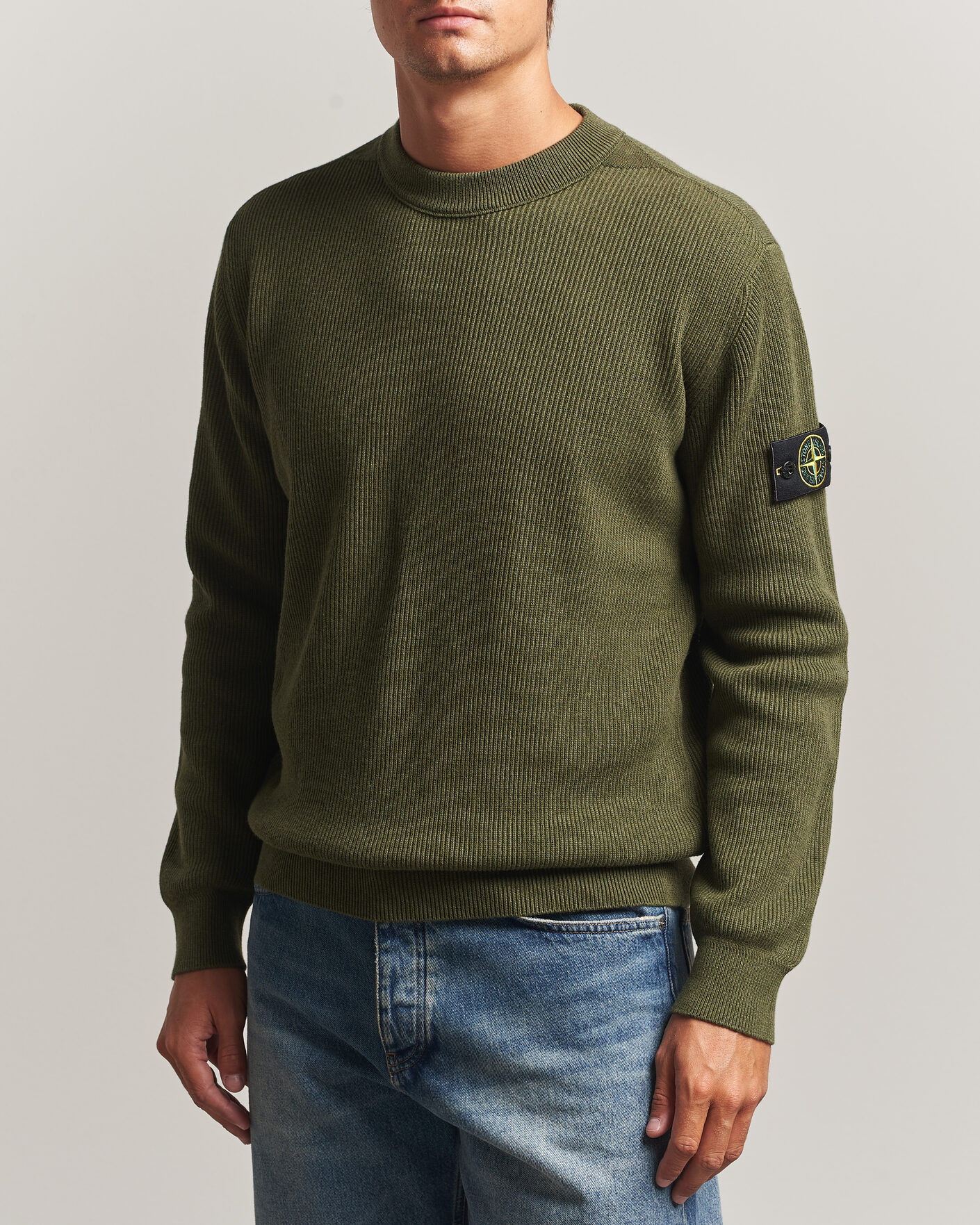 Homme | Pulls Et Tricots | Stone Island | Ribbed Soft Organic Cotton Crew Neck Military Green