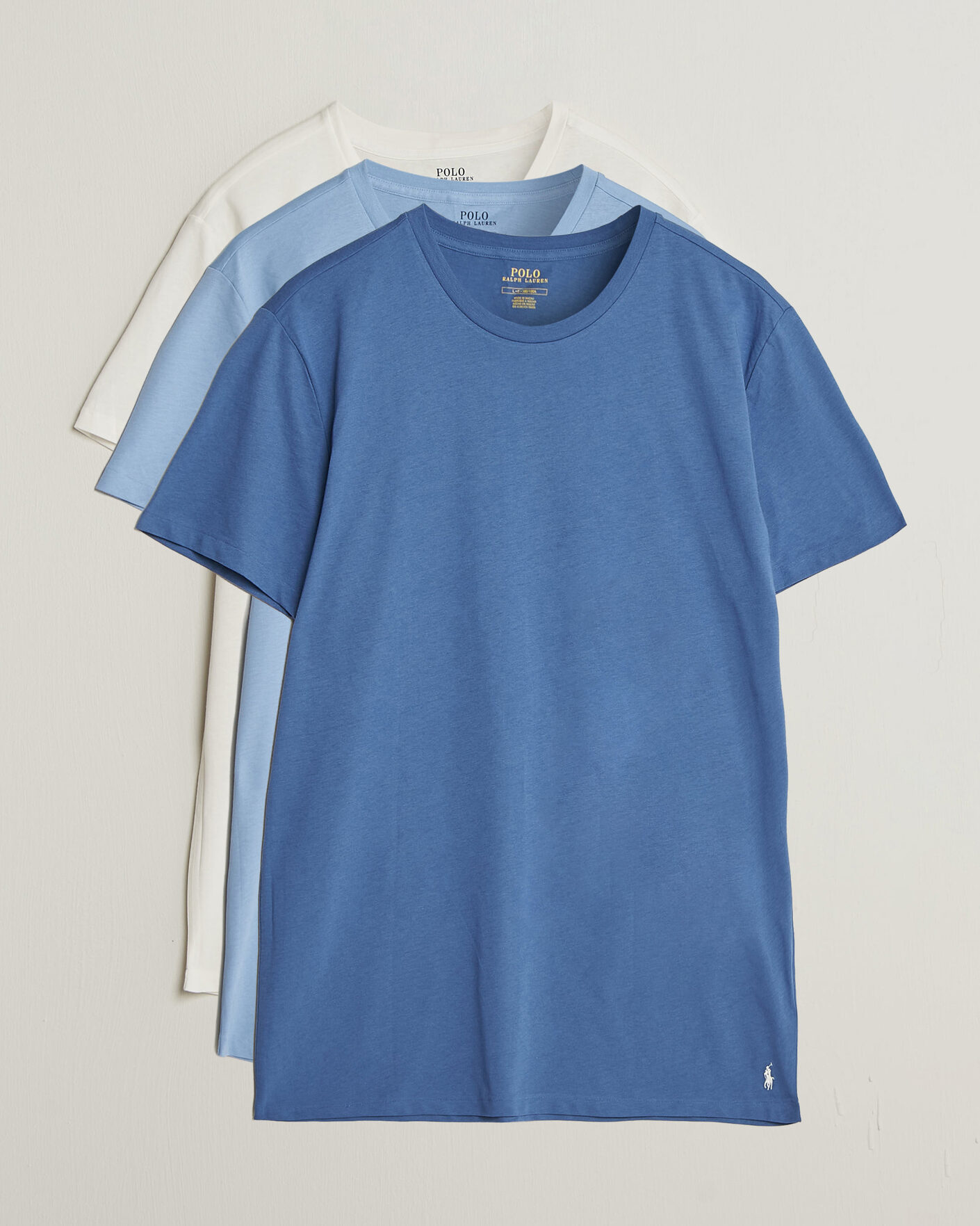 Homme | T-shirts | Polo Ralph Lauren | 3-Pack Crew Neck T-Shirt White/Blue/Light Blue