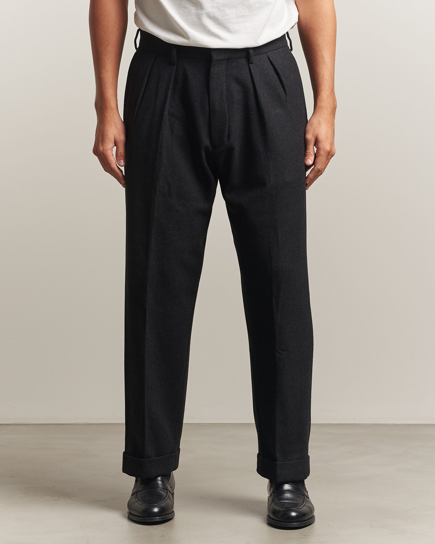 Heren | Broeken | Polo Ralph Lauren | Flanell Blend Straight Fit Pants Dark Grey