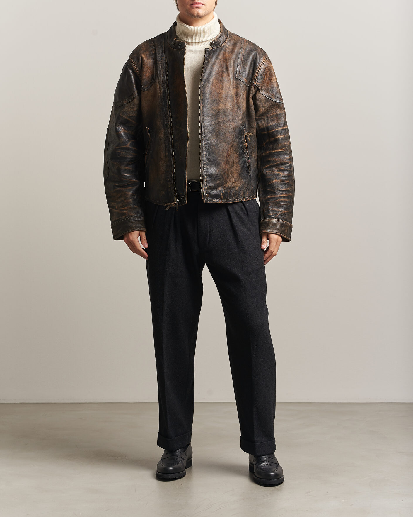 Homme | Manteaux Et Vestes | Polo Ralph Lauren | Leather Bomber Jacket Brown/Black Amber