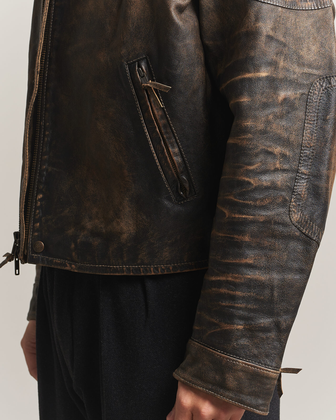 Homme | Manteaux Et Vestes | Polo Ralph Lauren | Leather Bomber Jacket Brown/Black Amber