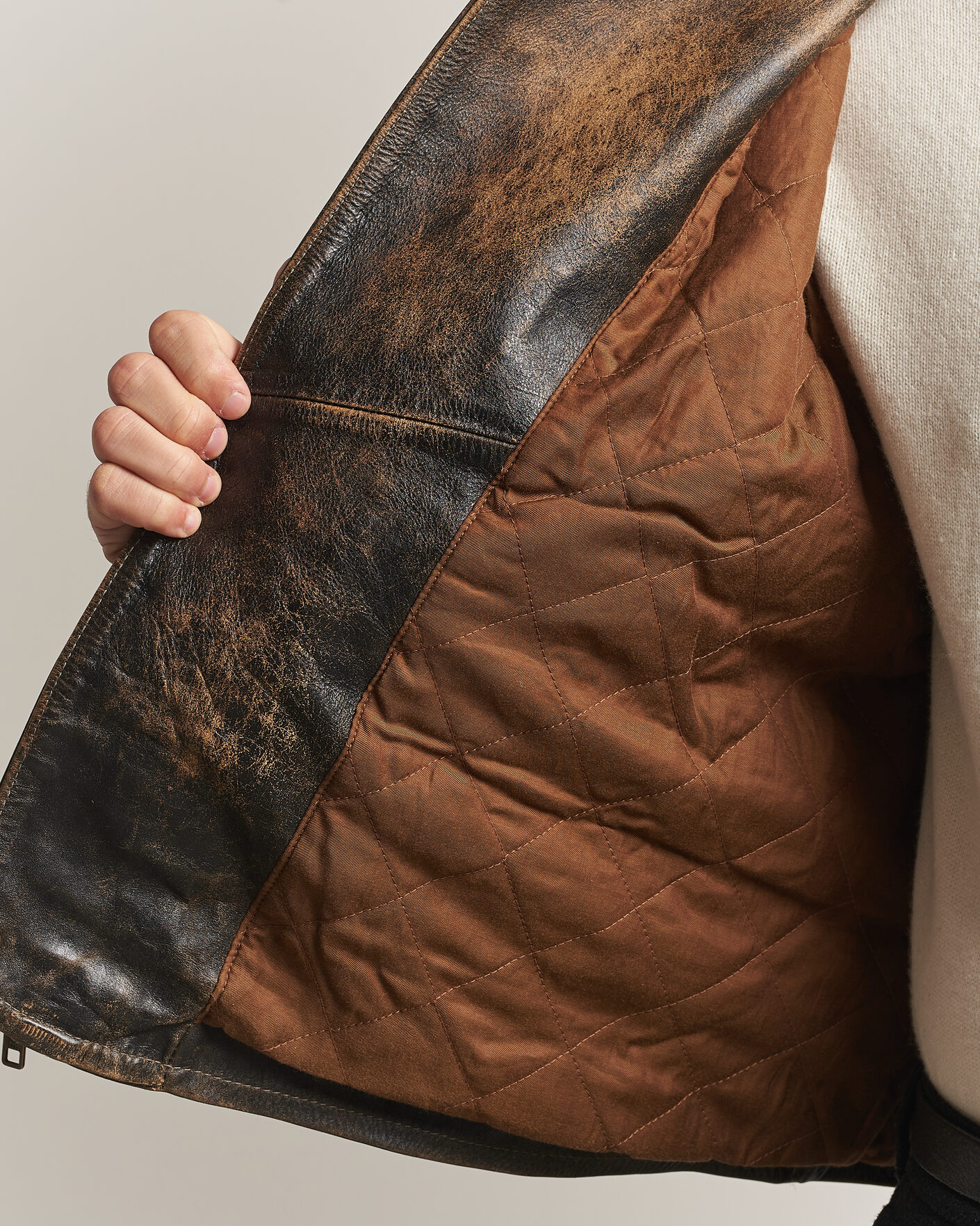 Homme | Manteaux Et Vestes | Polo Ralph Lauren | Leather Bomber Jacket Brown/Black Amber