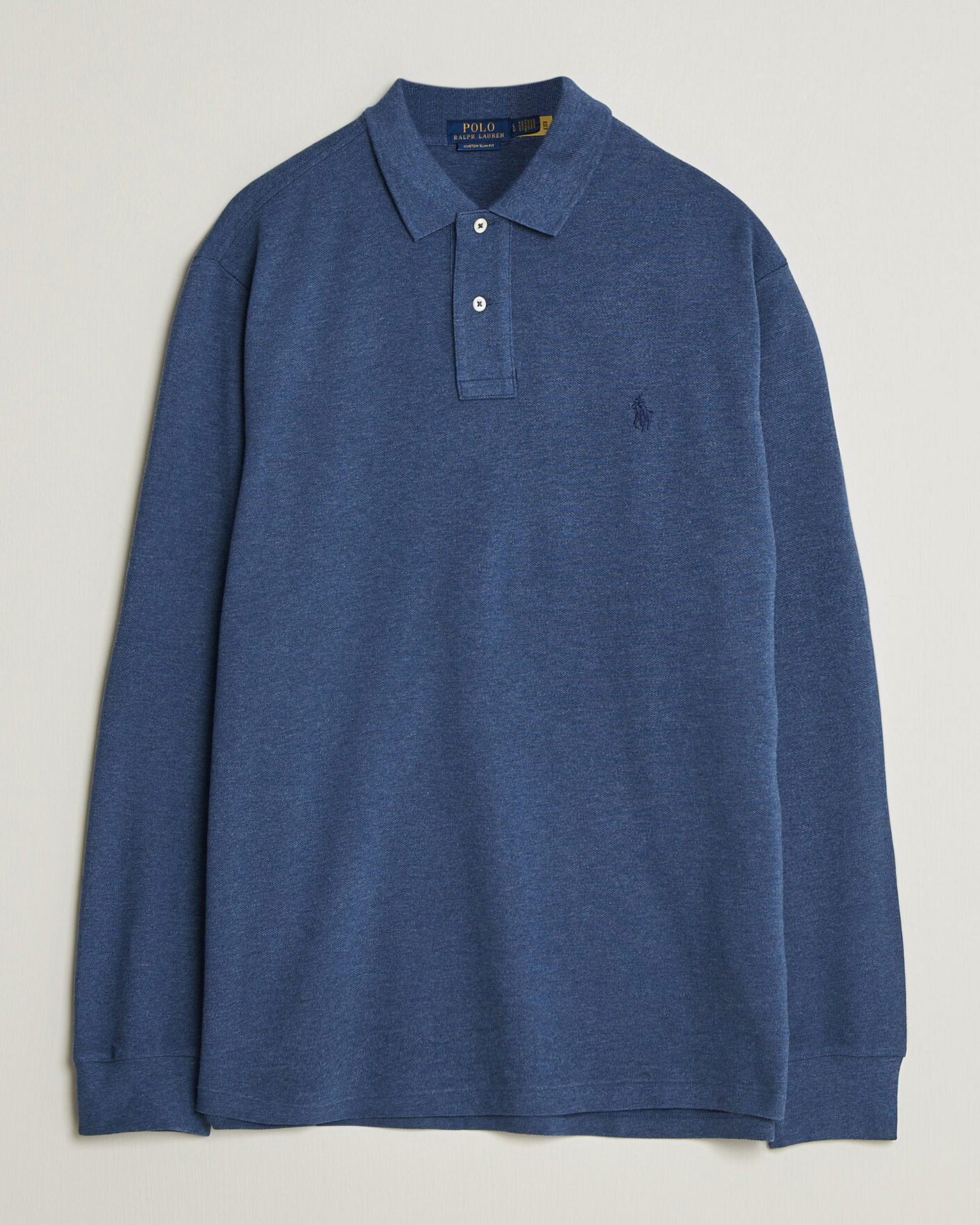 Heren | Polo's | Polo Ralph Lauren | Custom Slim Fit Long Sleeve Polo Derby Blue Heather
