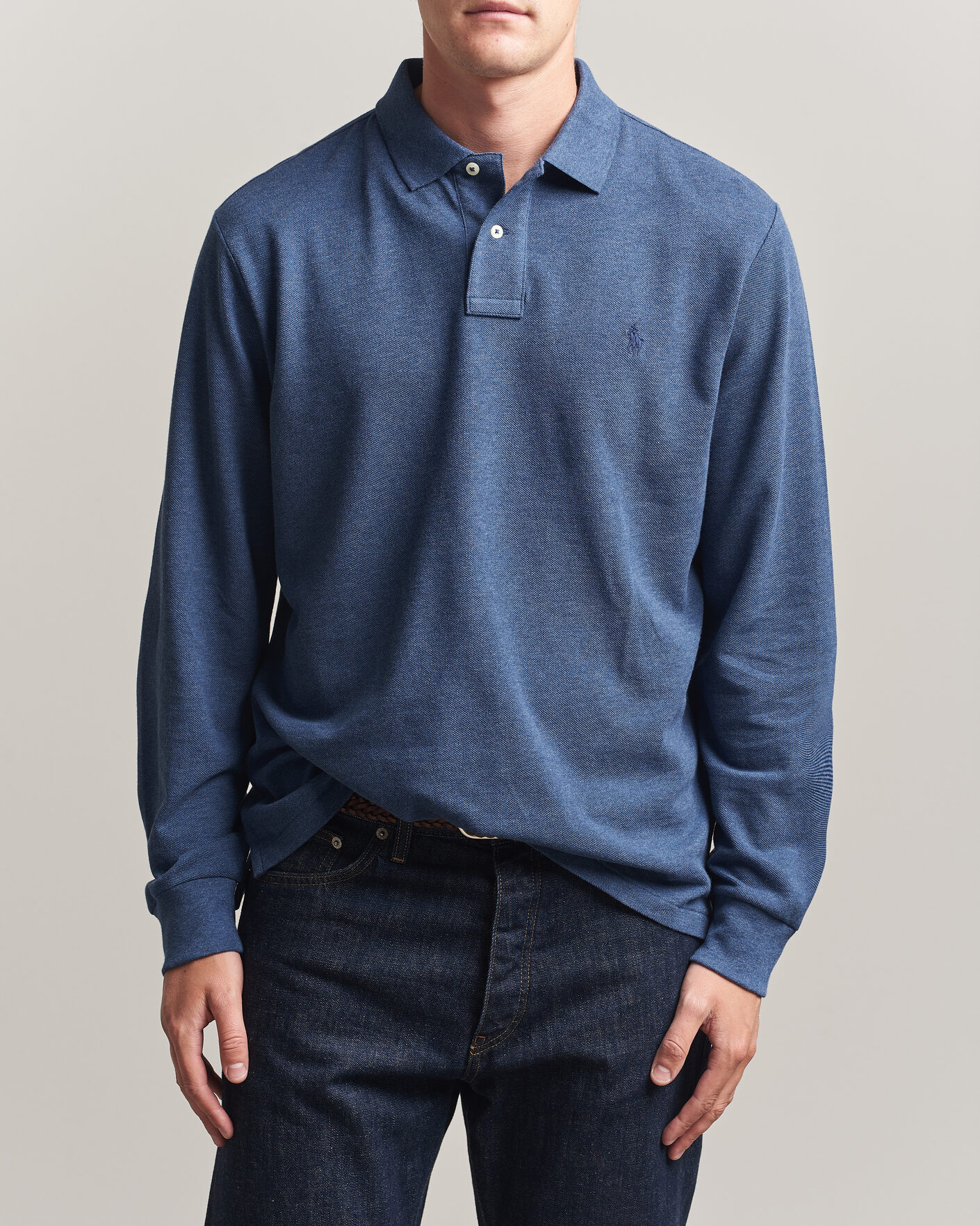 Heren | Polo's | Polo Ralph Lauren | Custom Slim Fit Long Sleeve Polo Derby Blue Heather