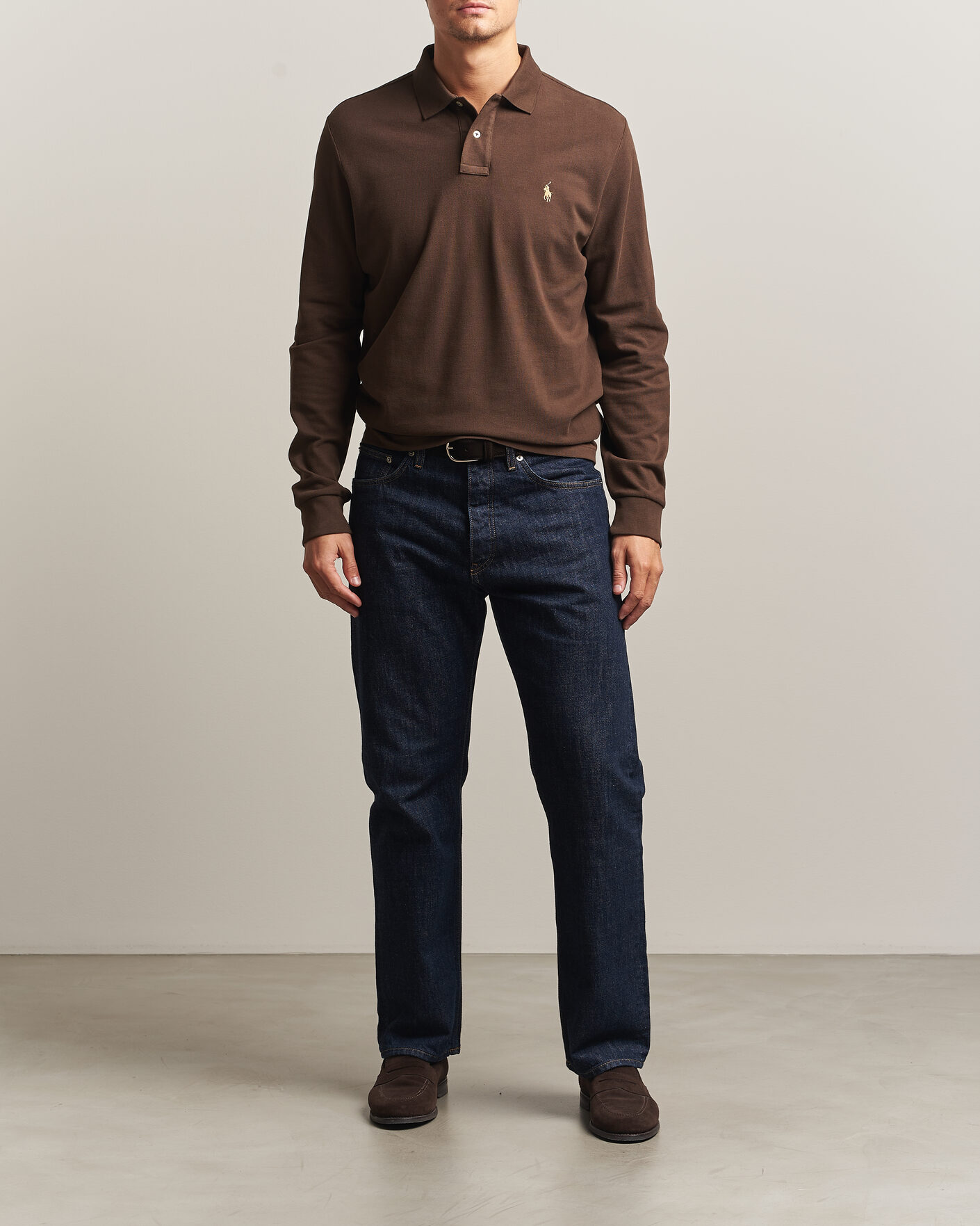 Heren | Polo's | Polo Ralph Lauren | Custom Slim Fit Long Sleeve Polo Nutmeg Brown
