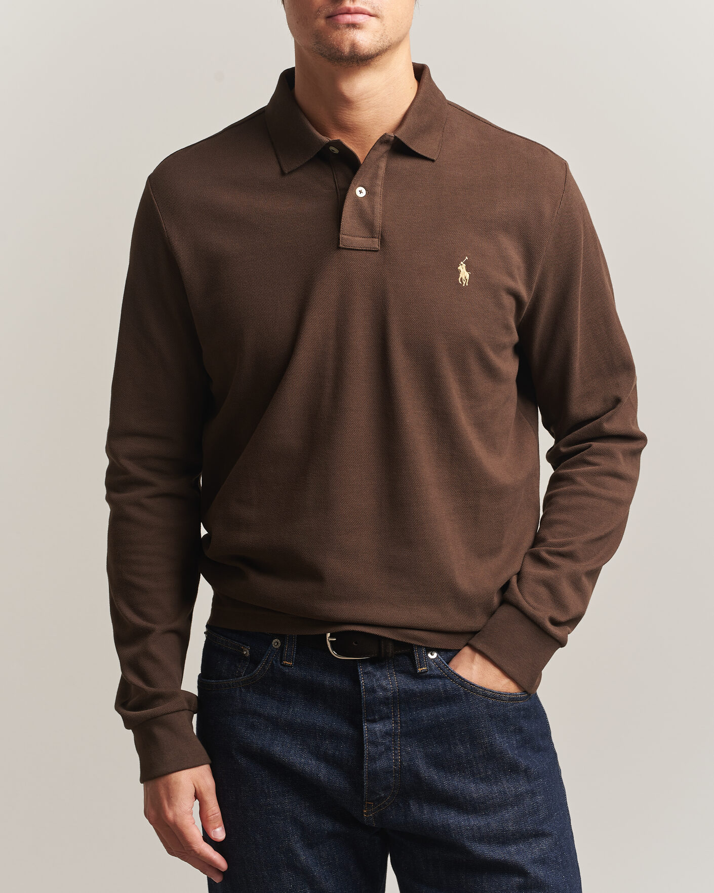 Heren | Polo's | Polo Ralph Lauren | Custom Slim Fit Long Sleeve Polo Nutmeg Brown