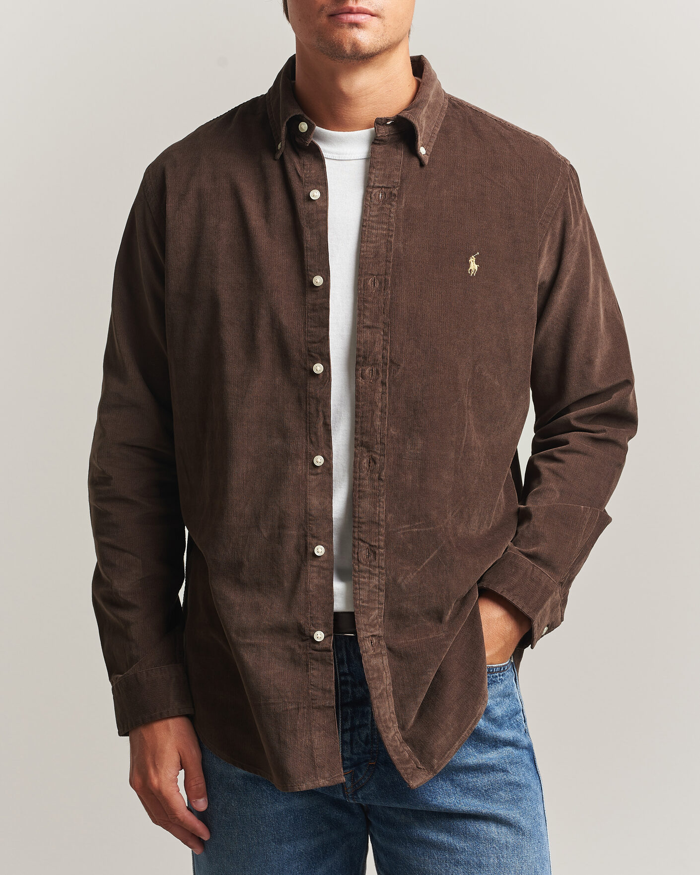 Homme | Chemises | Polo Ralph Lauren | Custom Fit BD Corduroy Shirt Nutmeg Brown