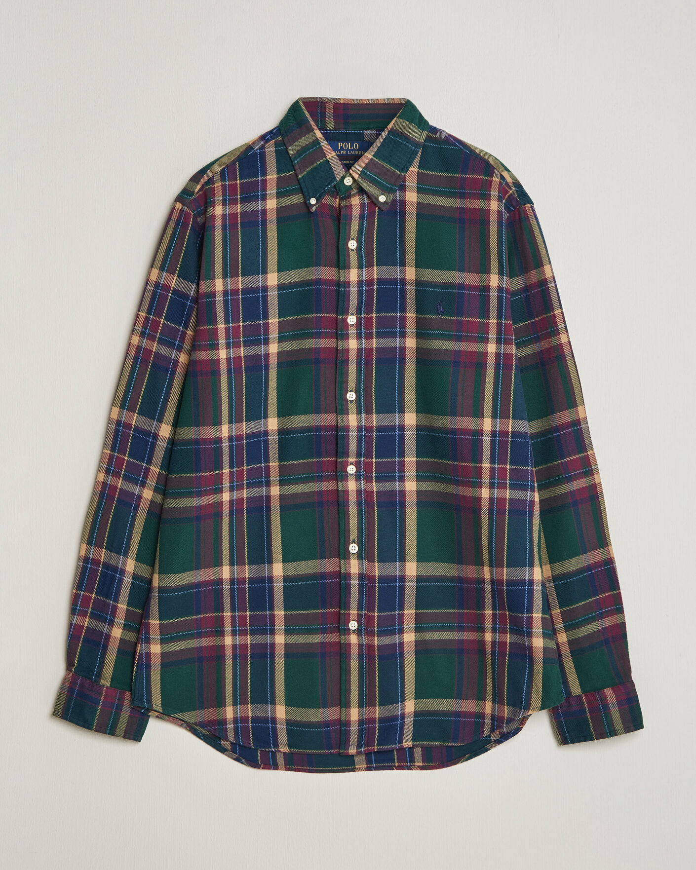 Homme | Chemises | Polo Ralph Lauren | Custom Fit Brushed Flannel Shirt Forest Burgundy