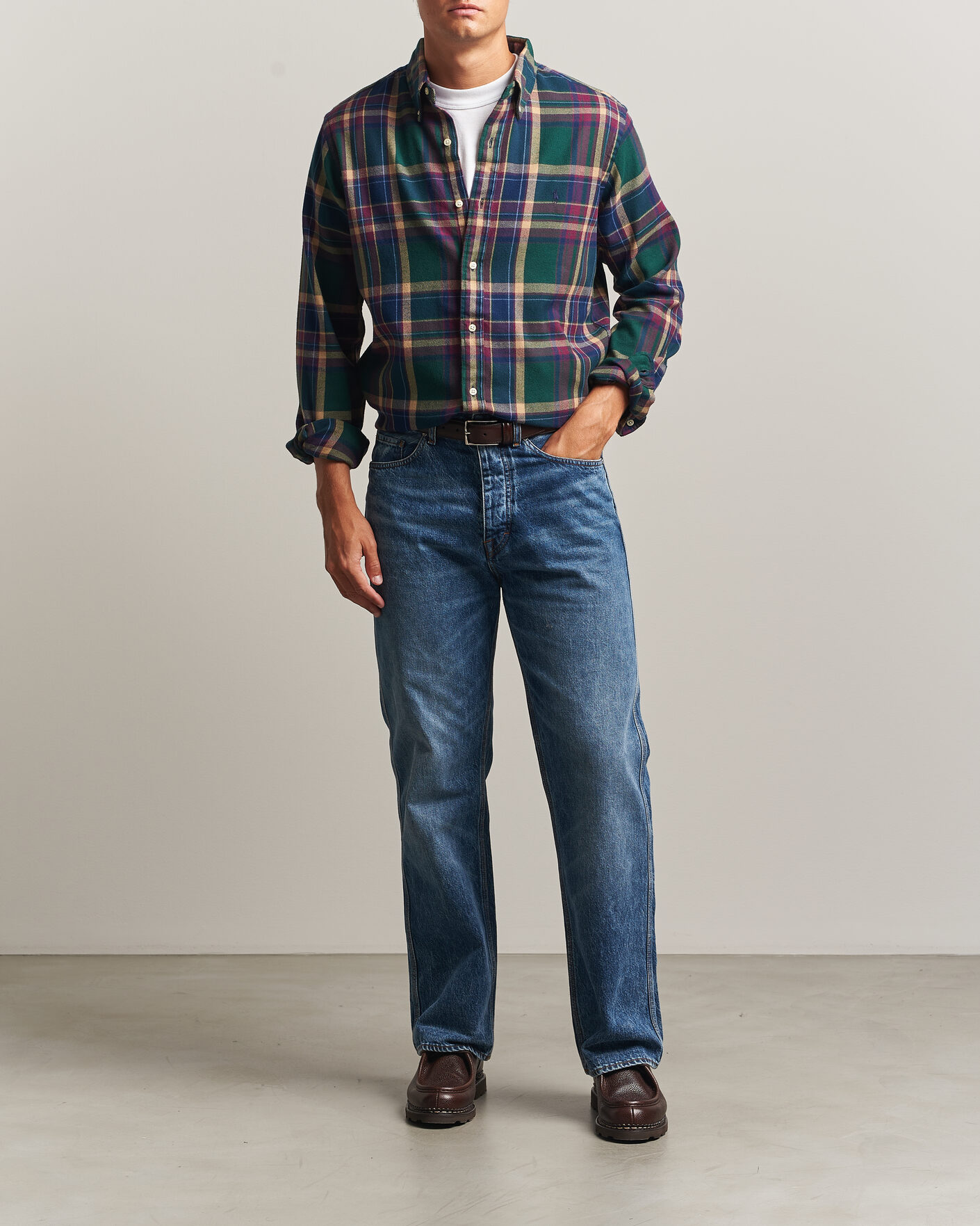 Homme | Chemises | Polo Ralph Lauren | Custom Fit Brushed Flannel Shirt Forest Burgundy