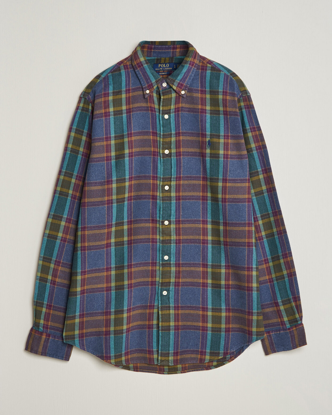 Homme | Chemises | Polo Ralph Lauren | Custom Fit Brushed Flannel Shirt Blue Purple Heather