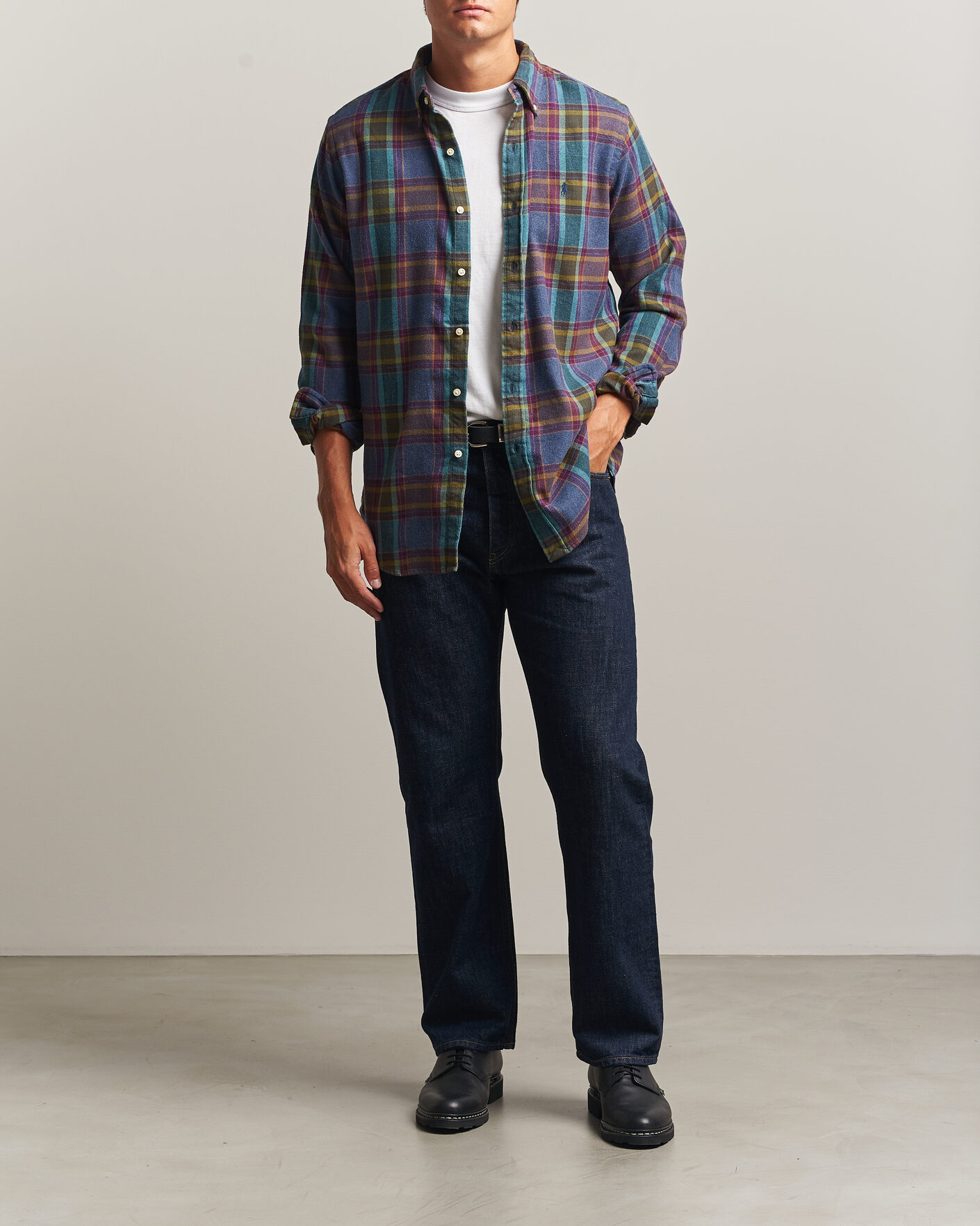 Homme | Chemises | Polo Ralph Lauren | Custom Fit Brushed Flannel Shirt Blue Purple Heather