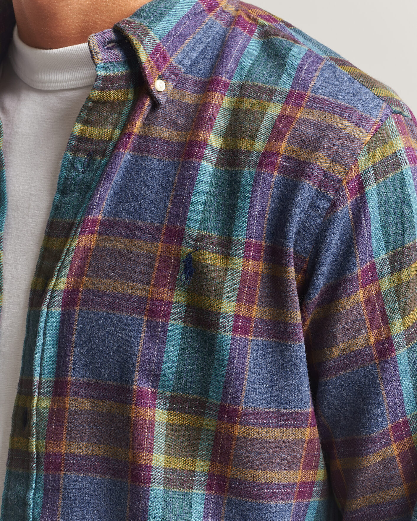 Homme | Chemises | Polo Ralph Lauren | Custom Fit Brushed Flannel Shirt Blue Purple Heather