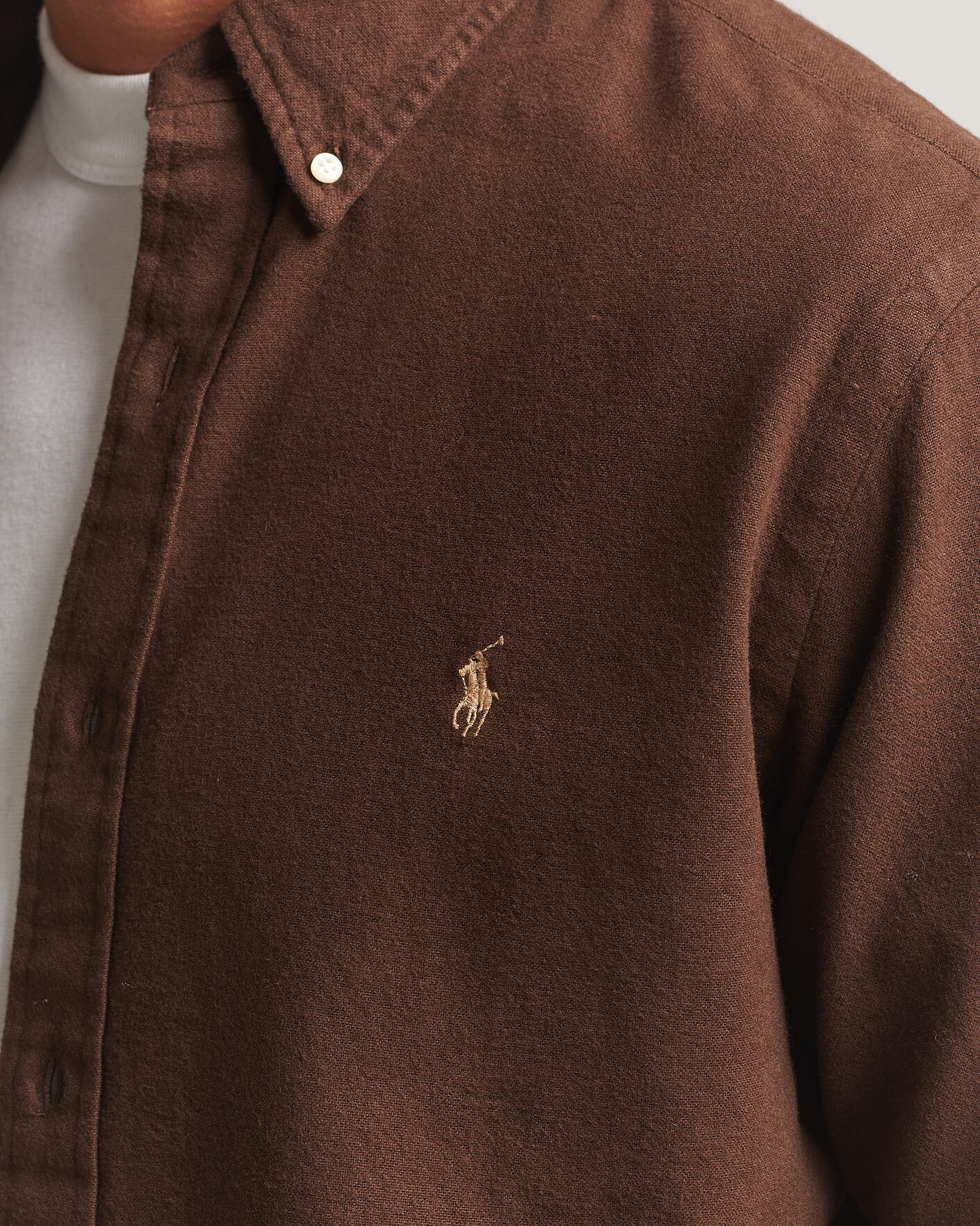 Heren | Overhemden | Polo Ralph Lauren | Custom Fit Brushed Flannel Shirt Nutmeg Brown