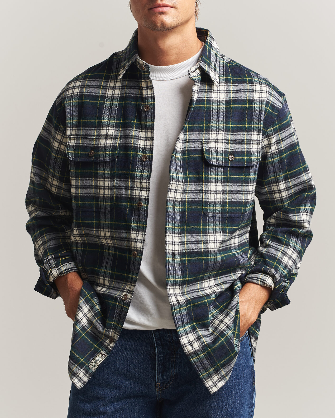 Heren | Overhemden | Polo Ralph Lauren | Classic Fit Shaggy Flannel Shirt Navy Green
