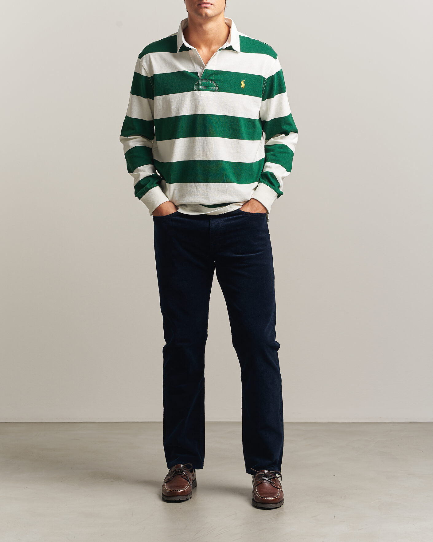 Homme | Pulls Et Tricots | Polo Ralph Lauren | Striped Jersey Rugger Cream/Forest