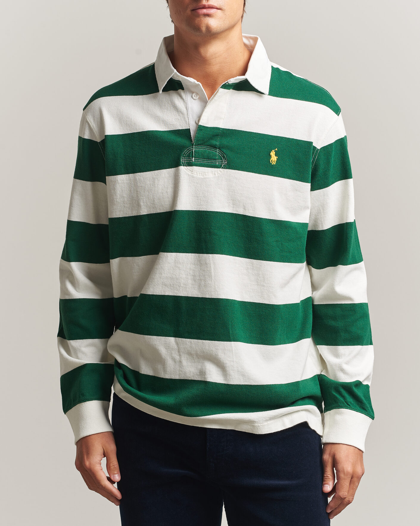 Homme | Pulls Et Tricots | Polo Ralph Lauren | Striped Jersey Rugger Cream/Forest
