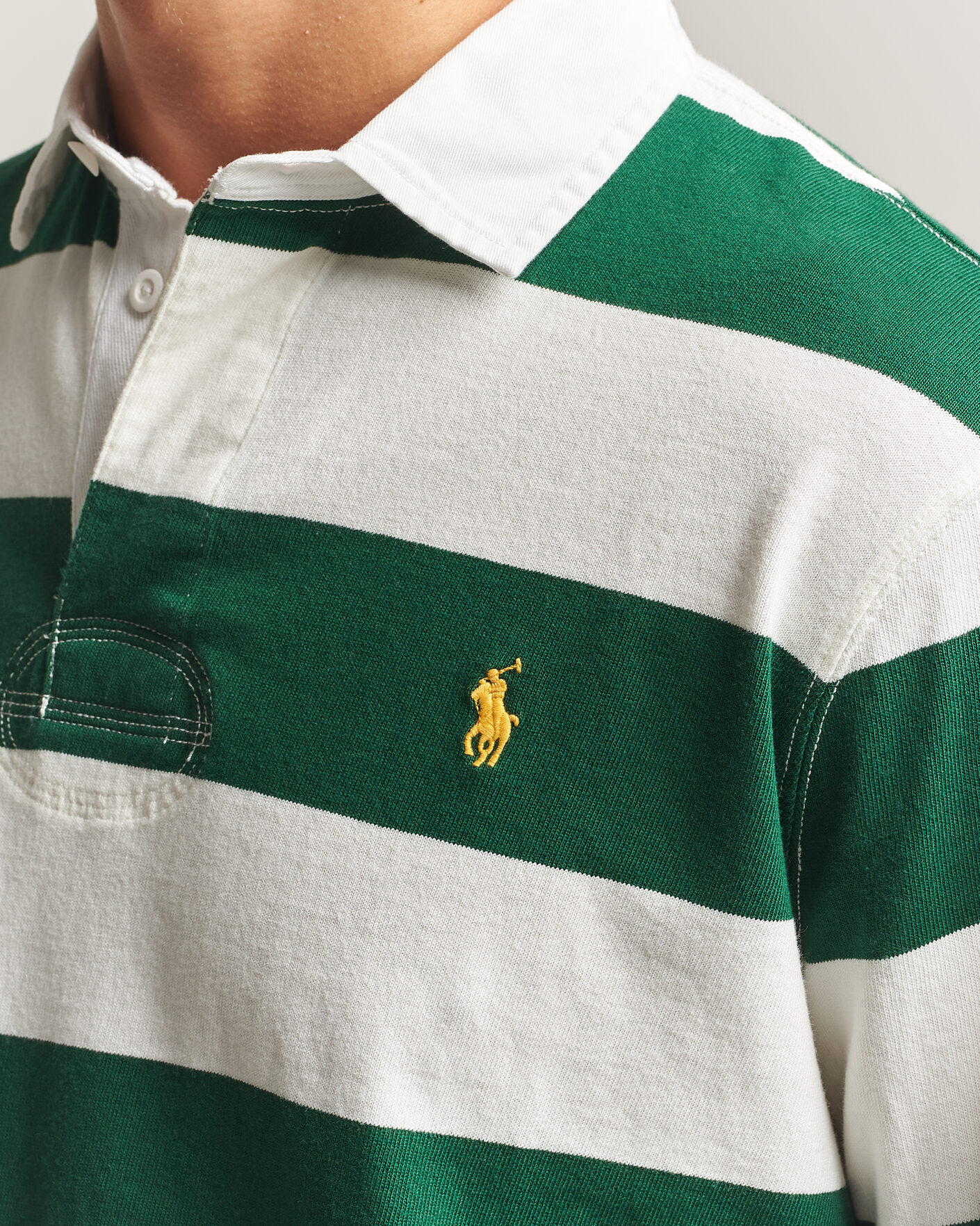 Homme | Pulls Et Tricots | Polo Ralph Lauren | Striped Jersey Rugger Cream/Forest
