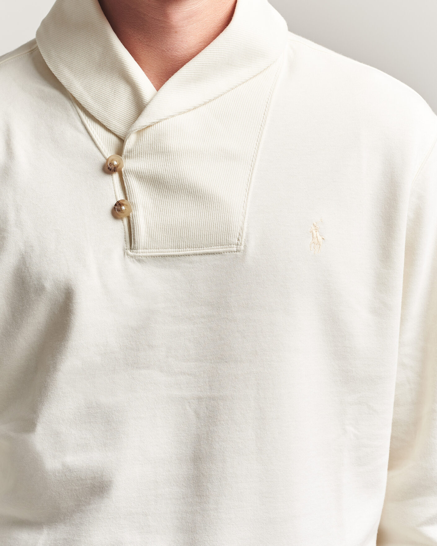 Heren | Truien | Polo Ralph Lauren | Double Knitted Shawl Collar Sweater Pale Cream