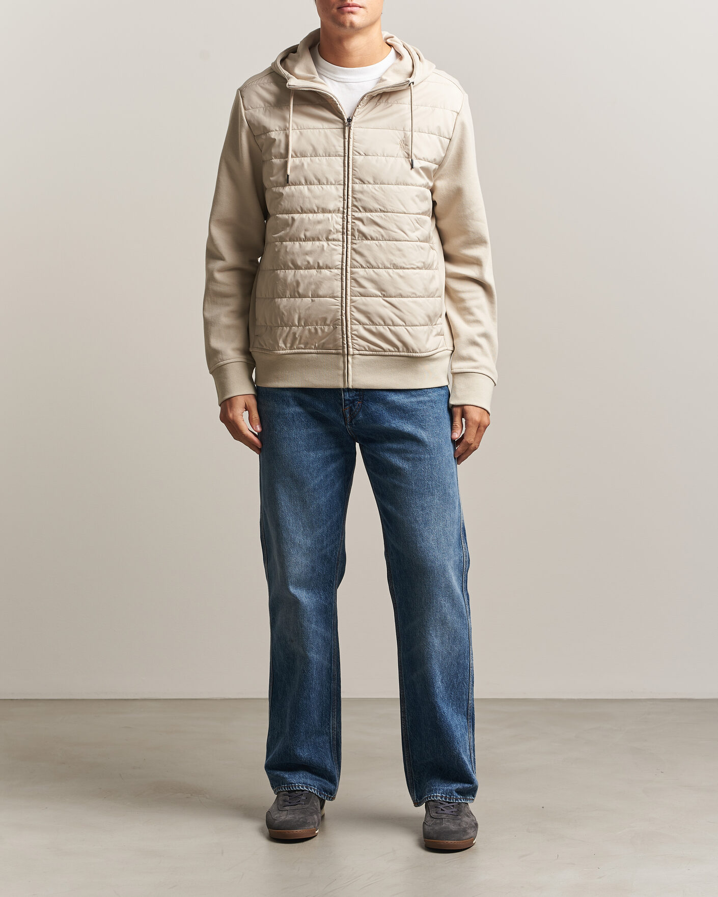 Homme | Pulls Et Tricots | Polo Ralph Lauren | Double Knitted Jaquard Full Zip Hoodie Stoneware Grey