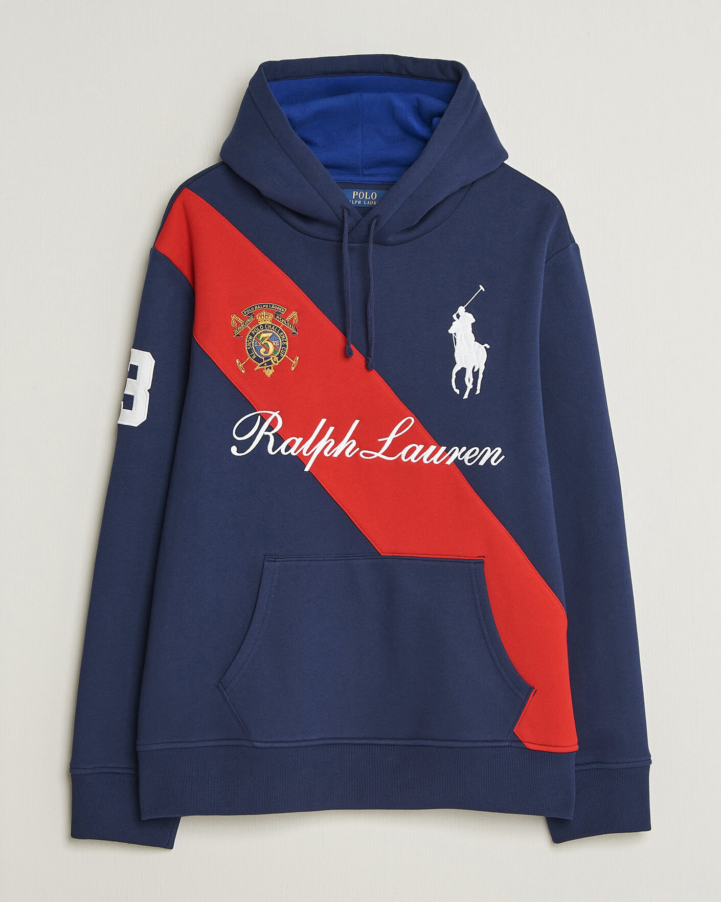 Heren | Truien | Polo Ralph Lauren | Diagonal Stripe Big Pony Hoodie Newport Navy