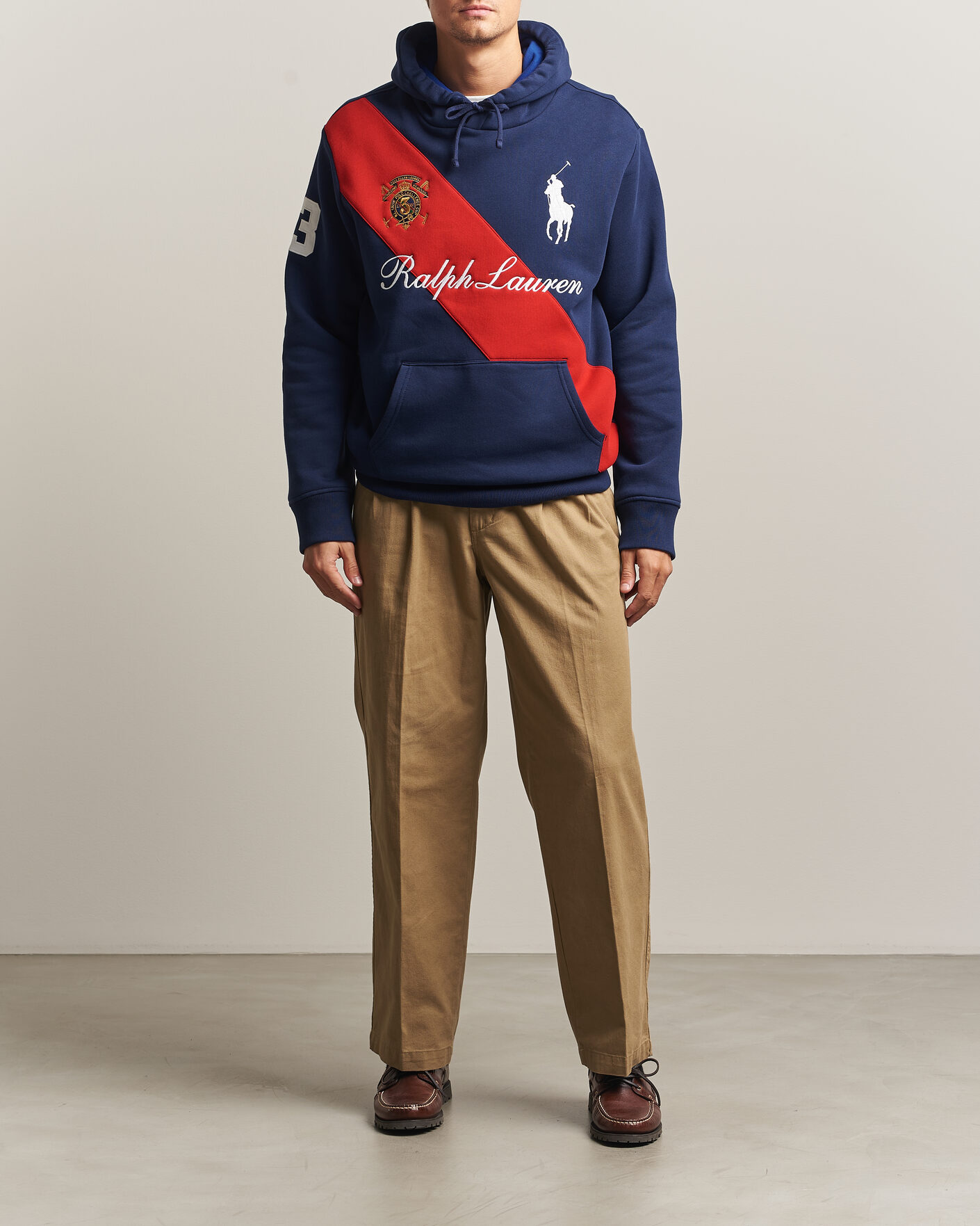 Heren | Truien | Polo Ralph Lauren | Diagonal Stripe Big Pony Hoodie Newport Navy