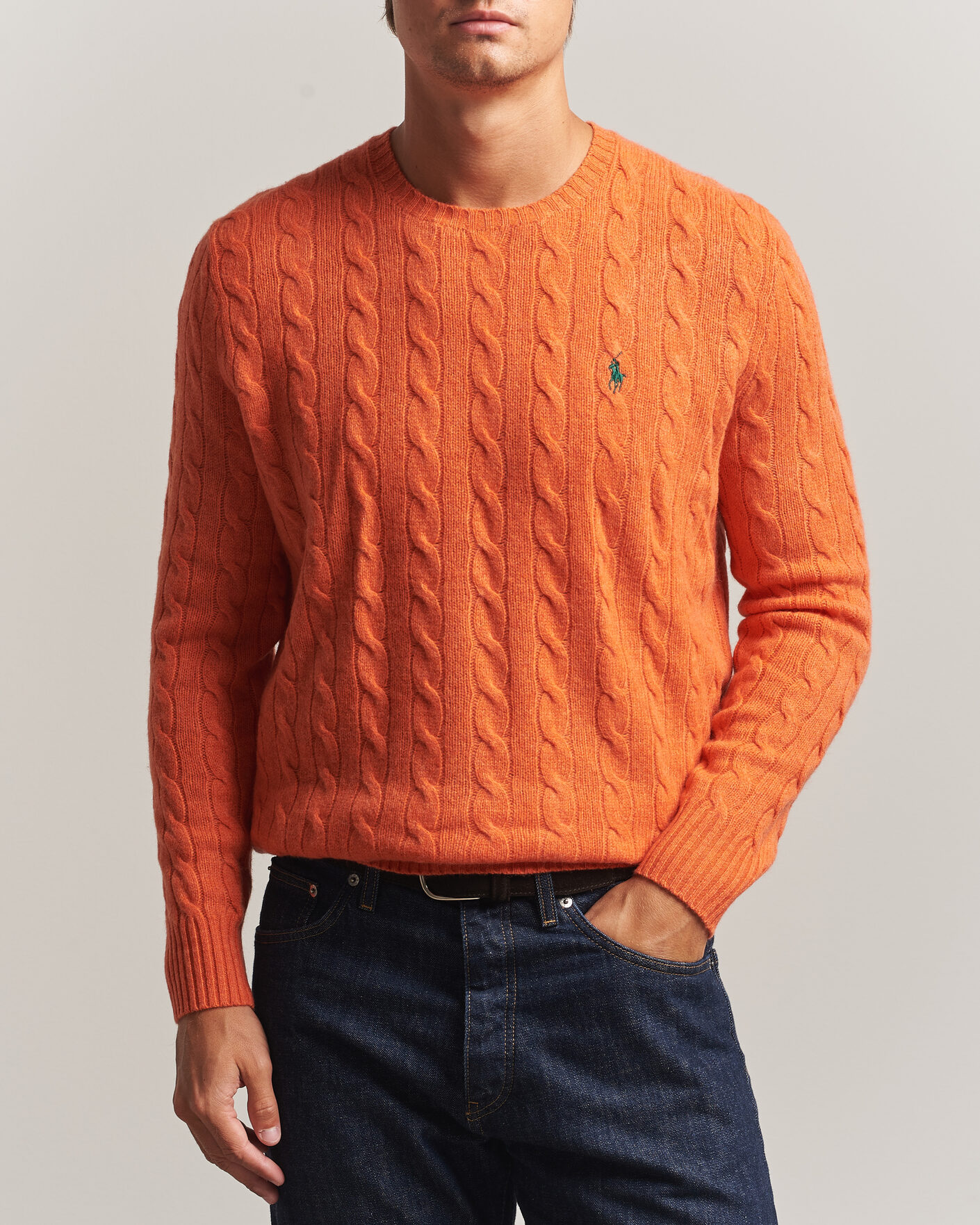 Homme | Pulls Et Tricots | Polo Ralph Lauren | Wool/Cashmere Cable Crew Neck Orange Jasper Heather