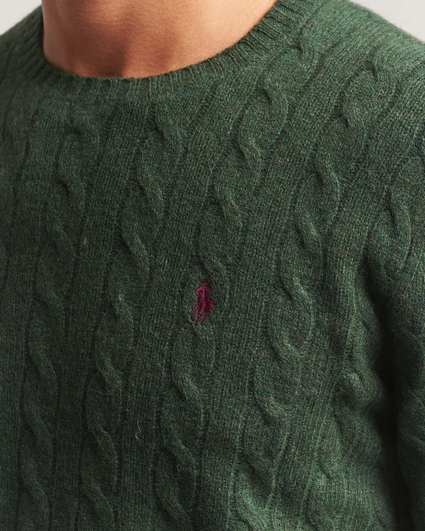 Homme | Pulls Et Tricots | Polo Ralph Lauren | Wool/Cashmere Cable Crew Neck Lodgepole Pine Heather