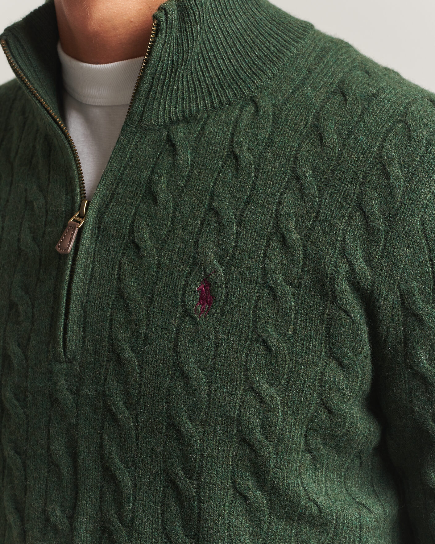 Homme | Pulls Et Tricots | Polo Ralph Lauren | Wool/Cashmere Cable Half Zip Lodgepole Pine Heather