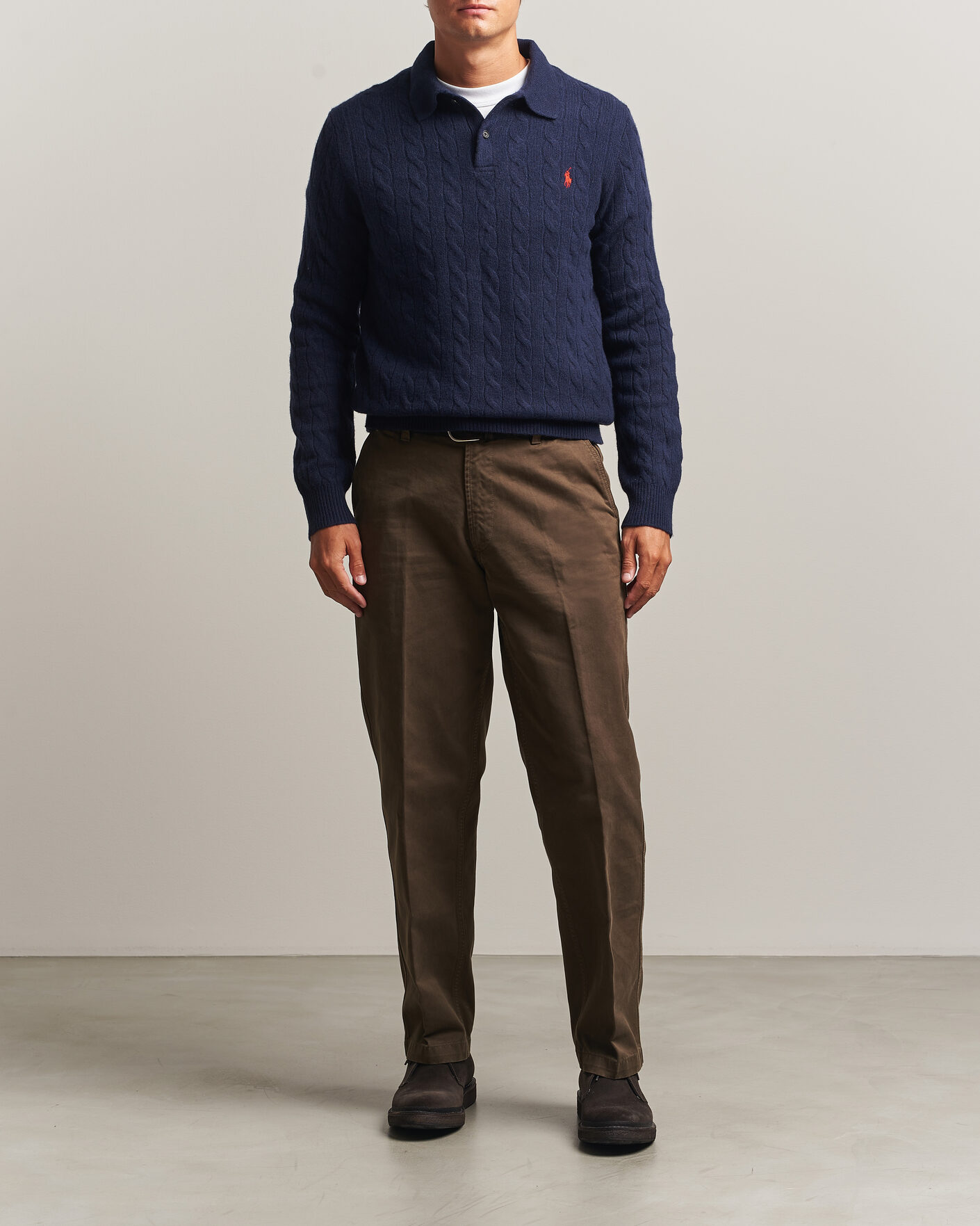 Homme | Pulls Et Tricots | Polo Ralph Lauren | Wool/Cashmere Cable Knit Polo Hunter Navy