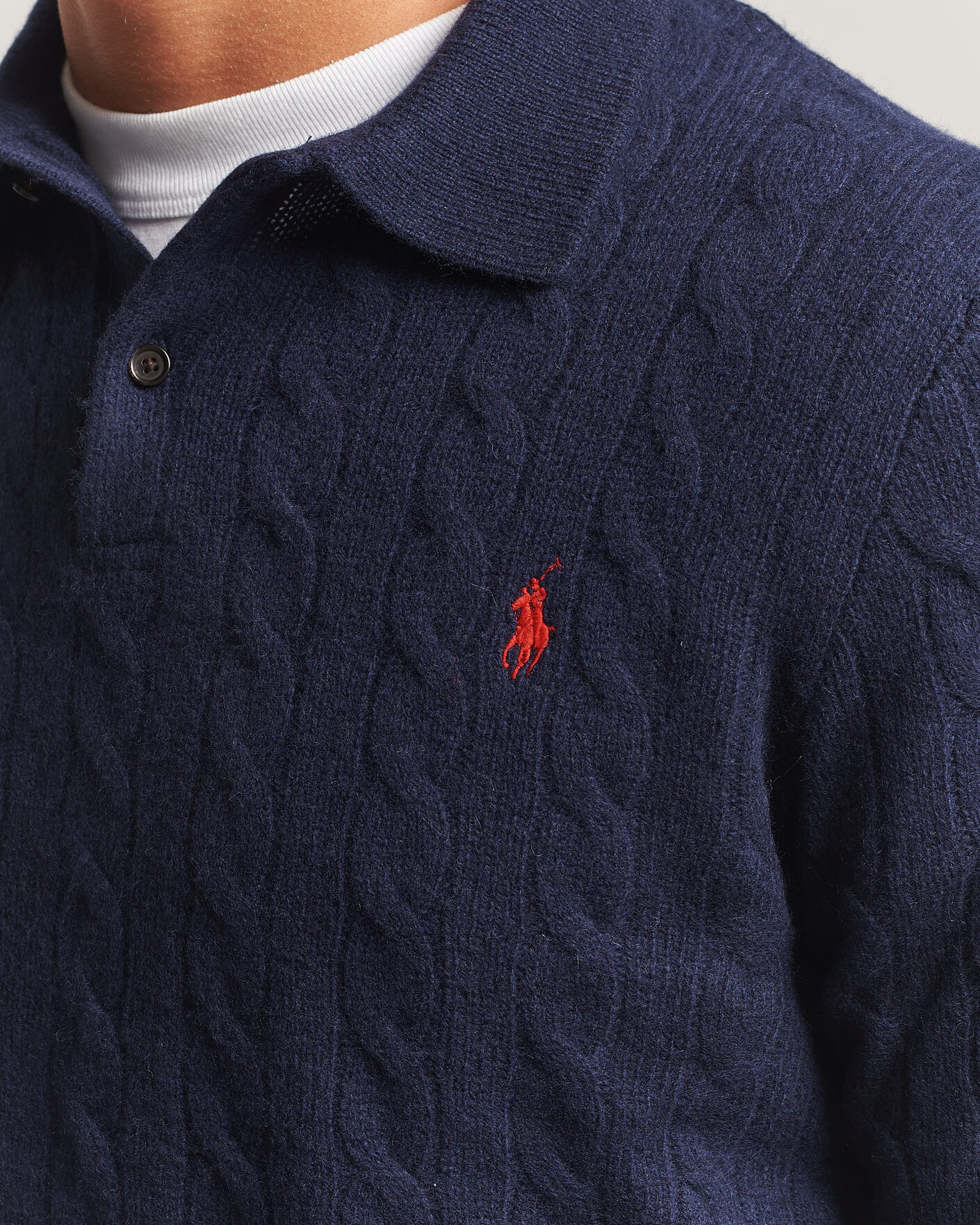 Homme | Pulls Et Tricots | Polo Ralph Lauren | Wool/Cashmere Cable Knit Polo Hunter Navy