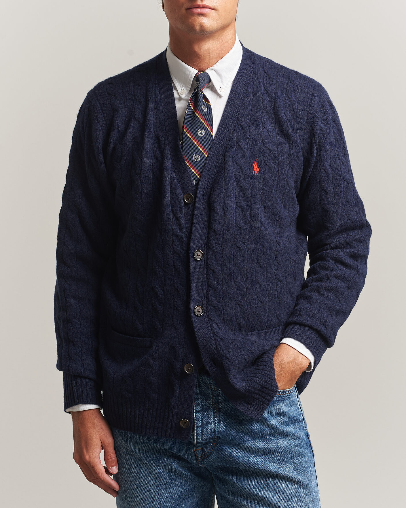 Homme | Pulls Et Tricots | Polo Ralph Lauren | Wool/Cashmere Cable Cardigan Hunter Navy