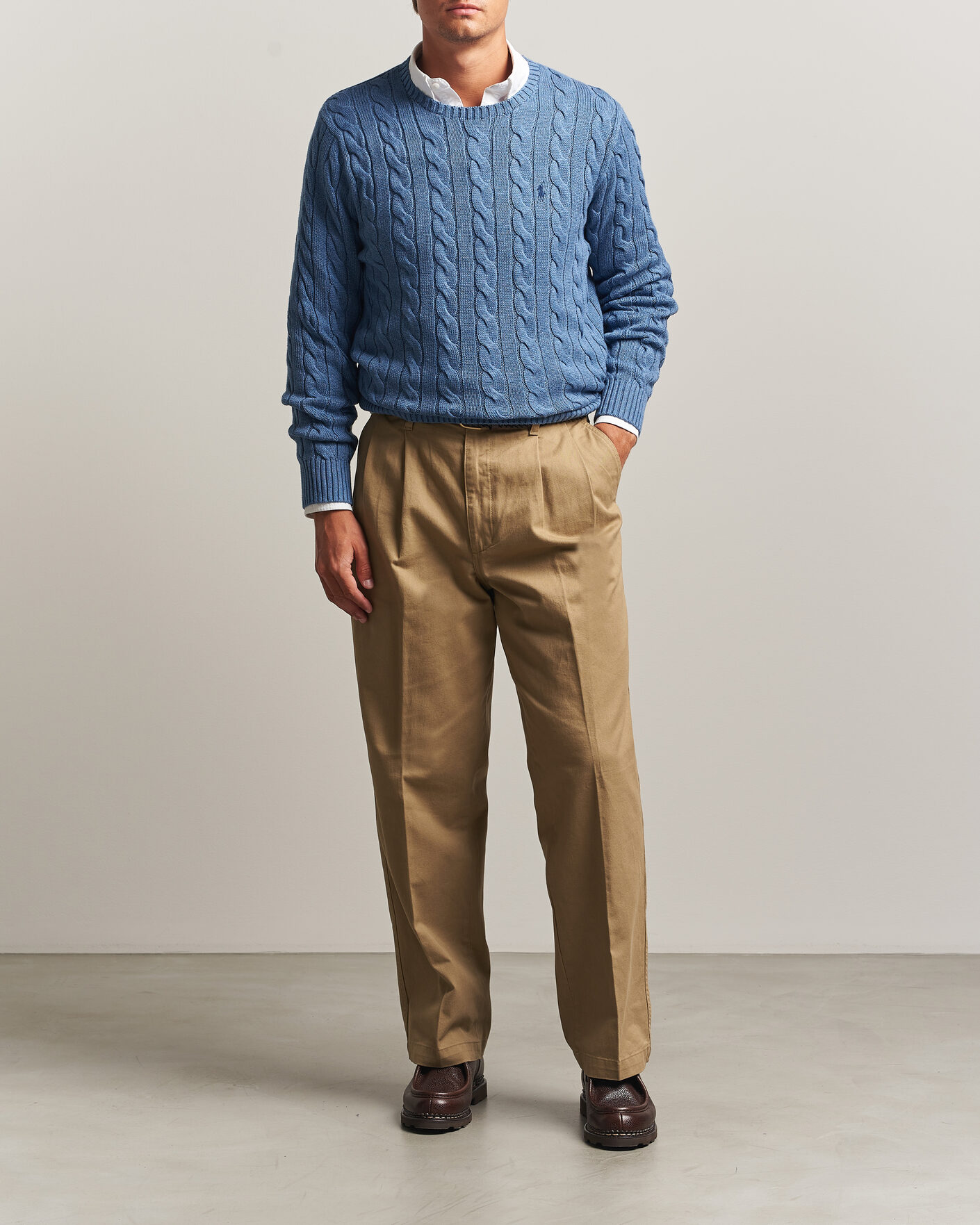 Heren | Truien | Polo Ralph Lauren | Cotton Cable Pullover Blue Borage Heather