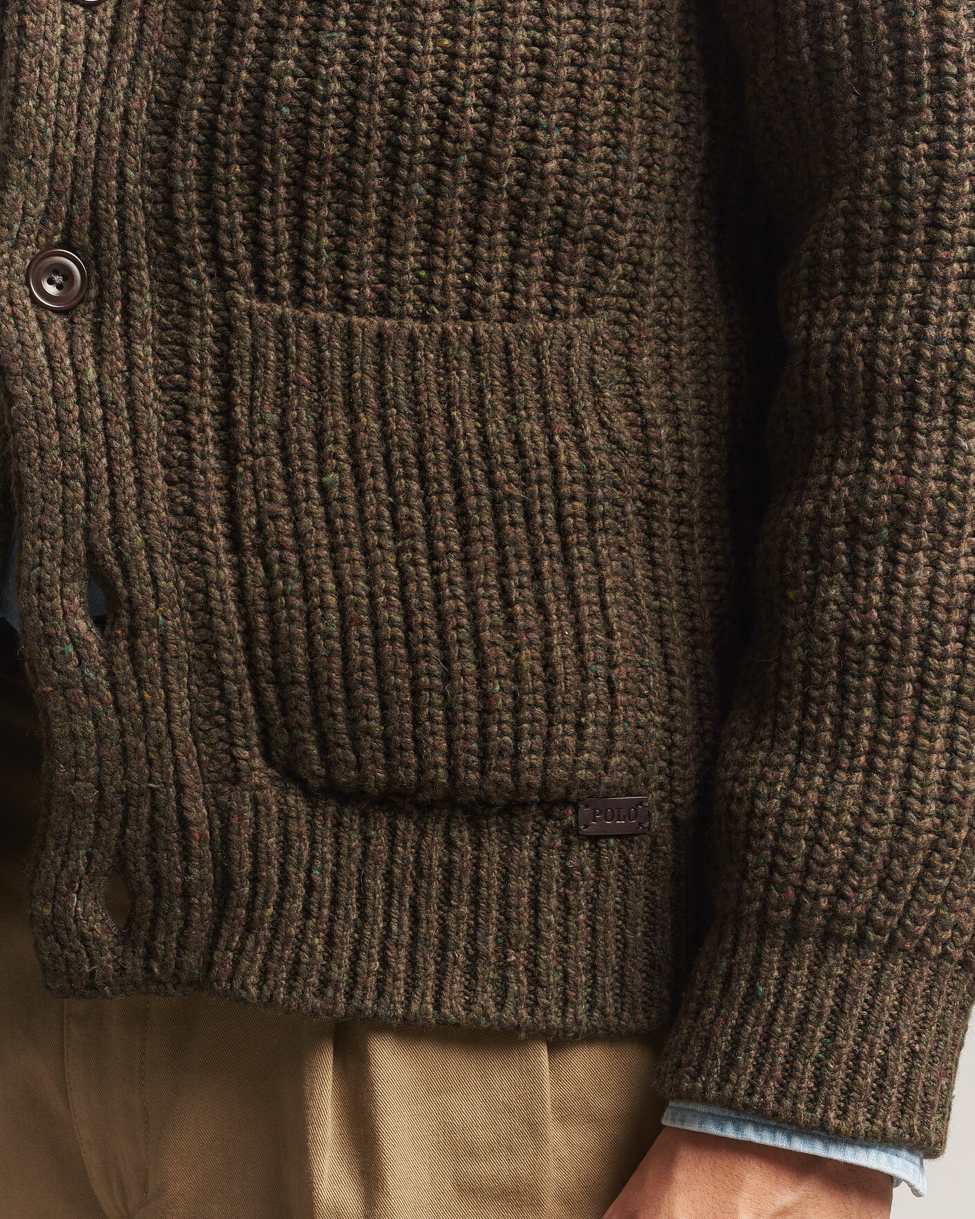 Heren | Truien | Polo Ralph Lauren | Wool Blend Shawl Collar Cardigan Olive Brown Marl