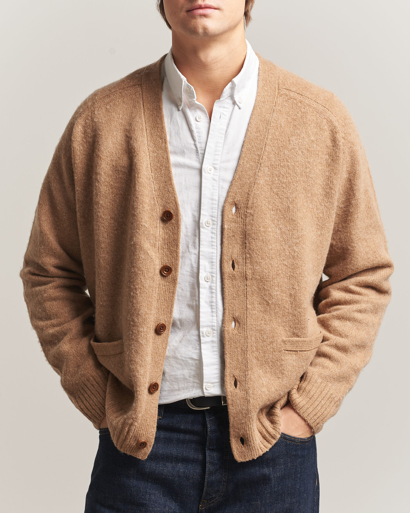 Homme | Pulls Et Tricots | Polo Ralph Lauren | Wool/Cashmere Patch Cardigan Crouton Tan Heather