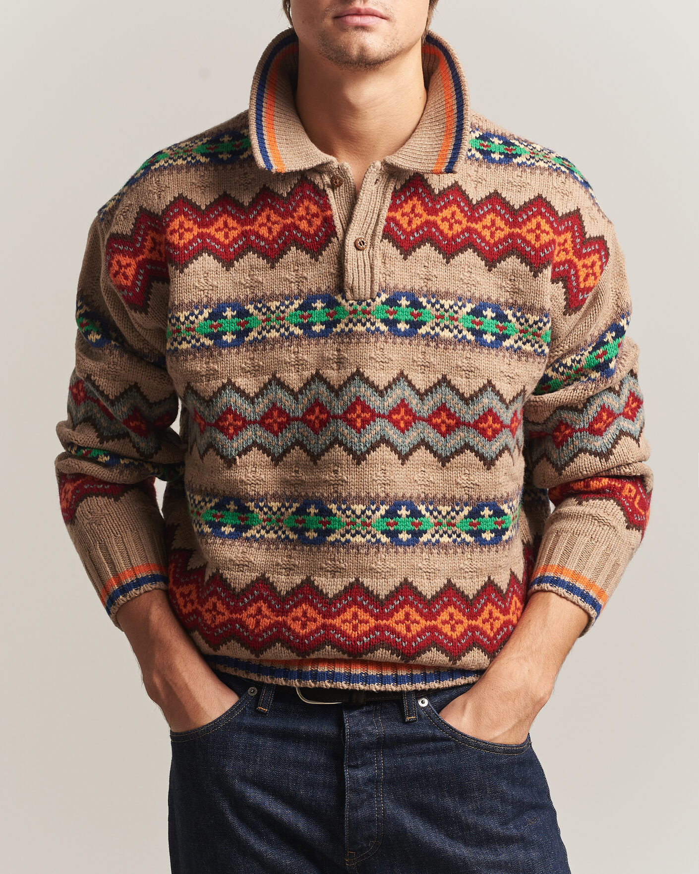 Heren | Truien | Polo Ralph Lauren | Litchfield Wool Blend Sweater Tan Multi