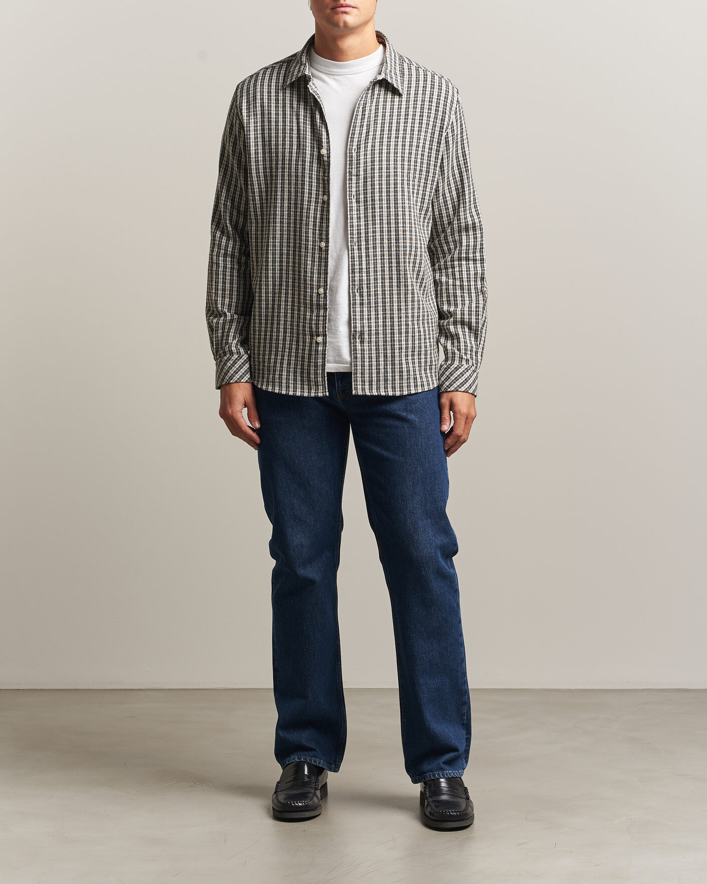 Homme | Chemises | Samsøe Samsøe | Ryan Brushed Cotton Checked Shirt Brown