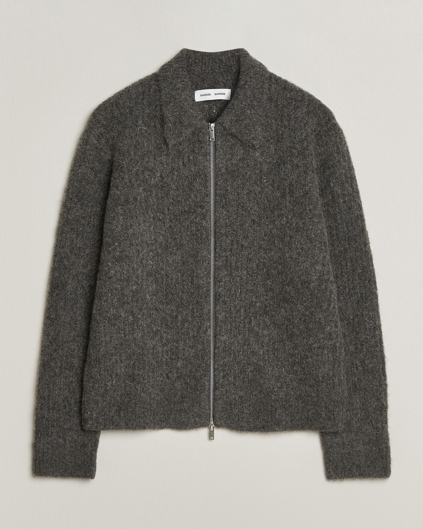 Homme | Pulls Et Tricots | Samsøe Samsøe | Job Alpaca Knitted Full Zip Dark Grey Melange