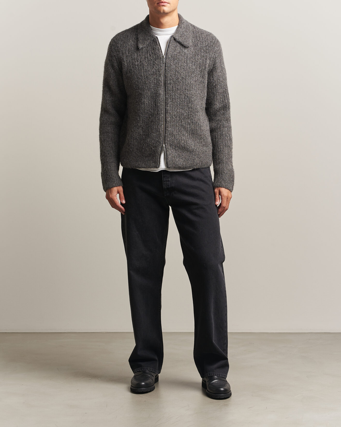 Homme | Pulls Et Tricots | Samsøe Samsøe | Job Alpaca Knitted Full Zip Dark Grey Melange