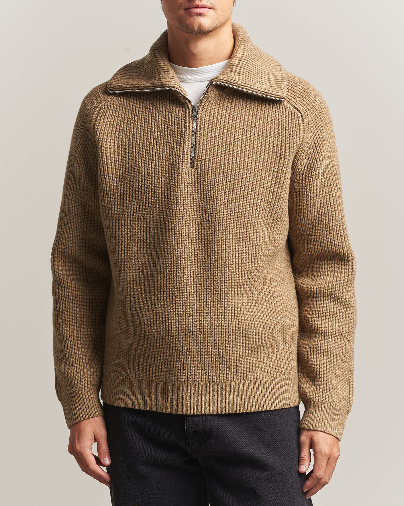 Heren | Truien | Samsøe Samsøe | Rick Wool Heavy Knitted Half Zip Lead Gray