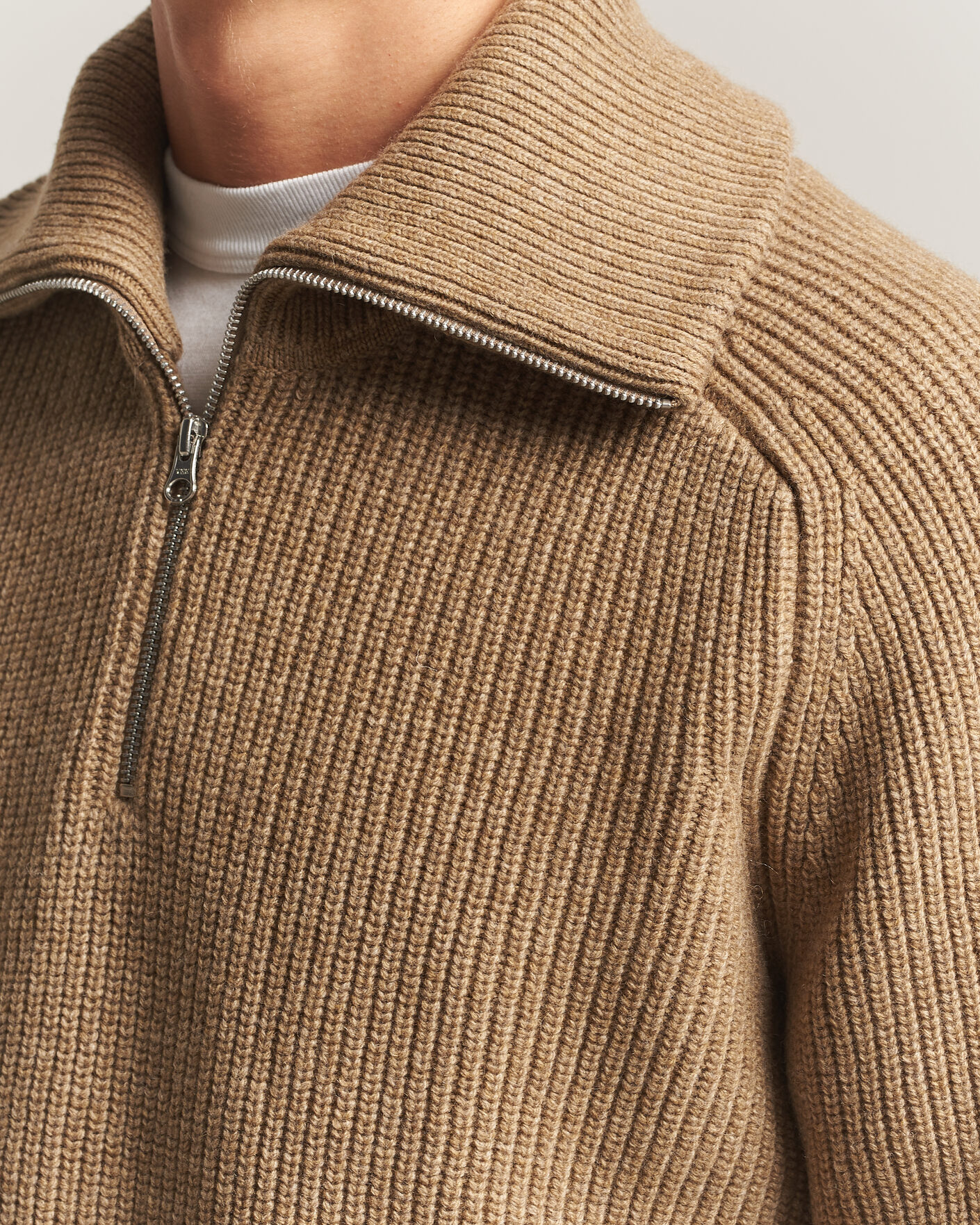Heren | Truien | Samsøe Samsøe | Rick Wool Heavy Knitted Half Zip Lead Gray