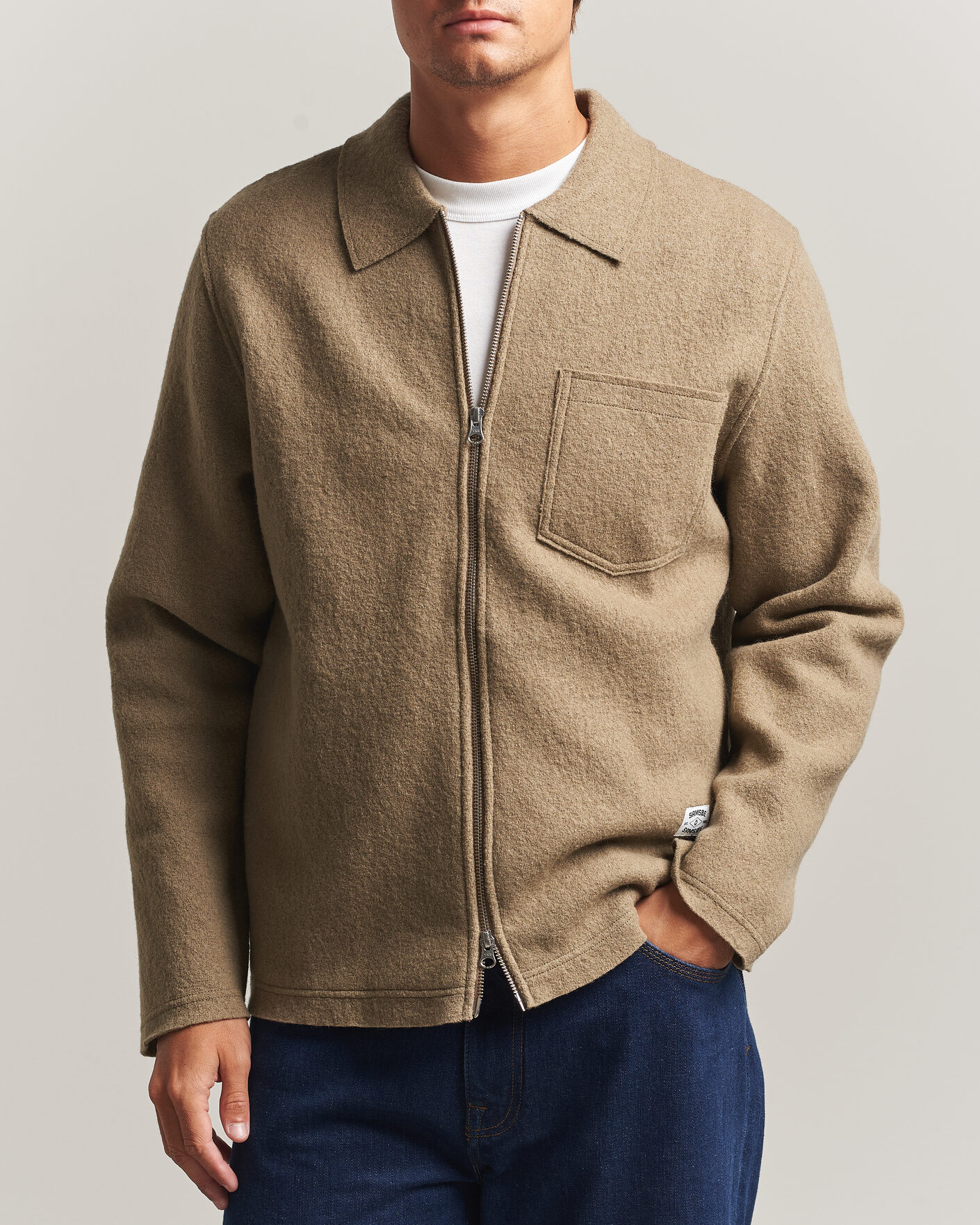 Homme | Pulls Et Tricots | Samsøe Samsøe | Hannes Boiled Wool Full Zip Lead Gray