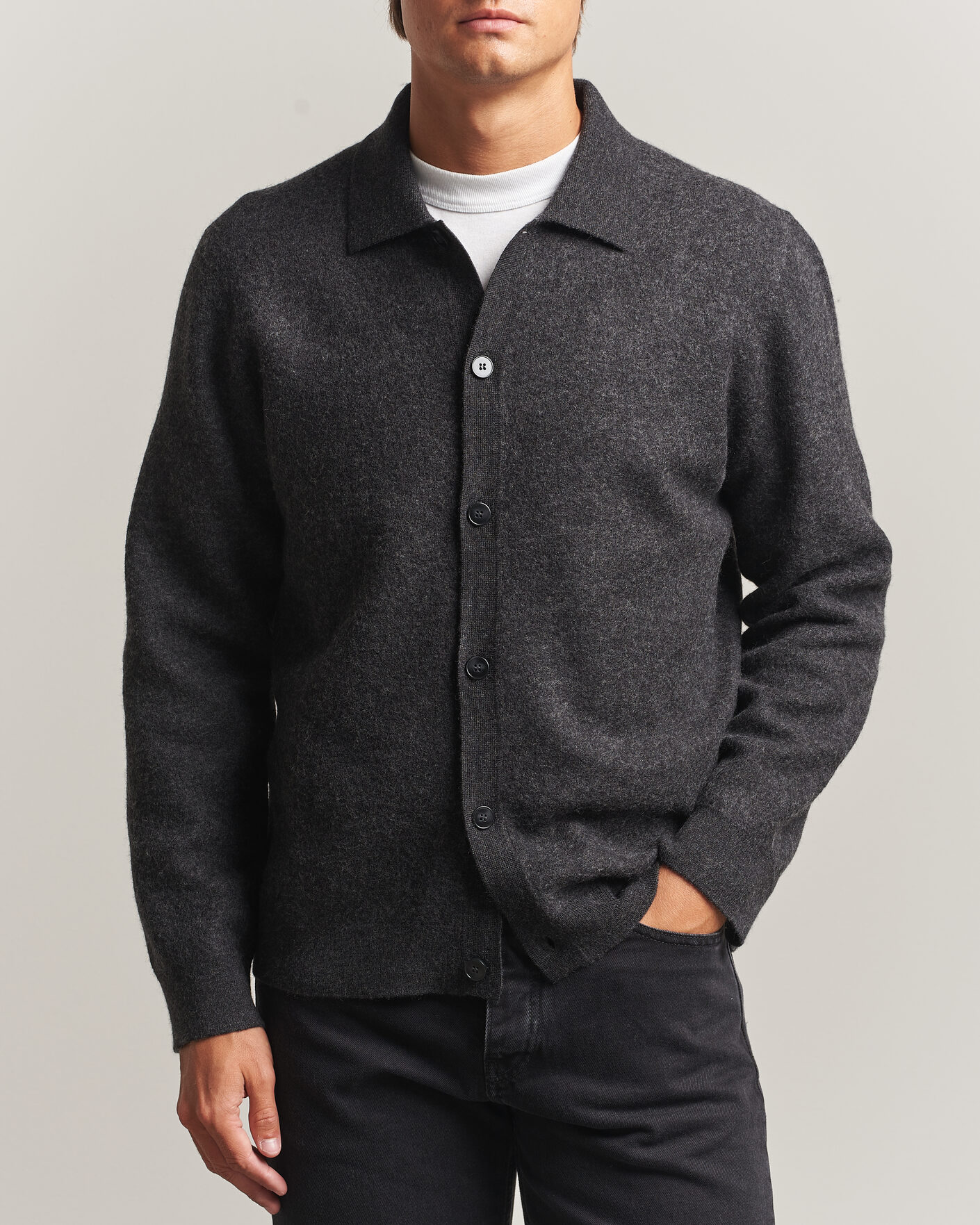 Homme | Pulls Et Tricots | Samsøe Samsøe | Richard Wool Knitted Cardigan Dark Grey Melange