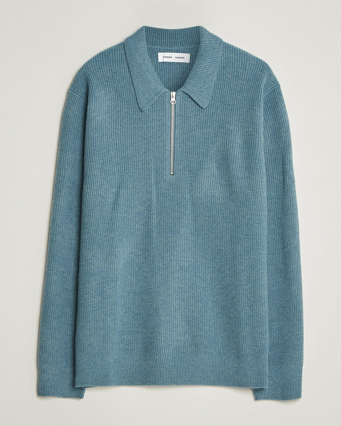Homme | Pulls Et Tricots | Samsøe Samsøe | Isak Knitted Half Zip Polo Stormy Sea