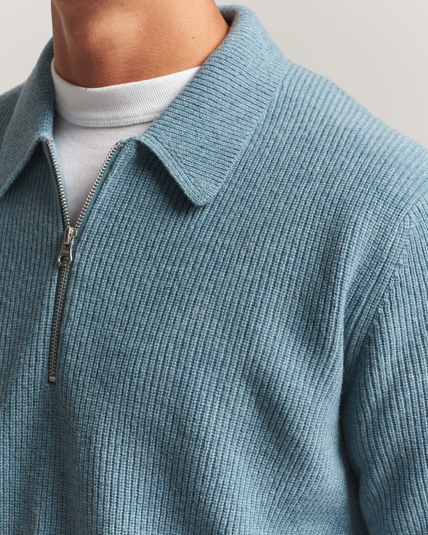 Homme | Pulls Et Tricots | Samsøe Samsøe | Isak Knitted Half Zip Polo Stormy Sea