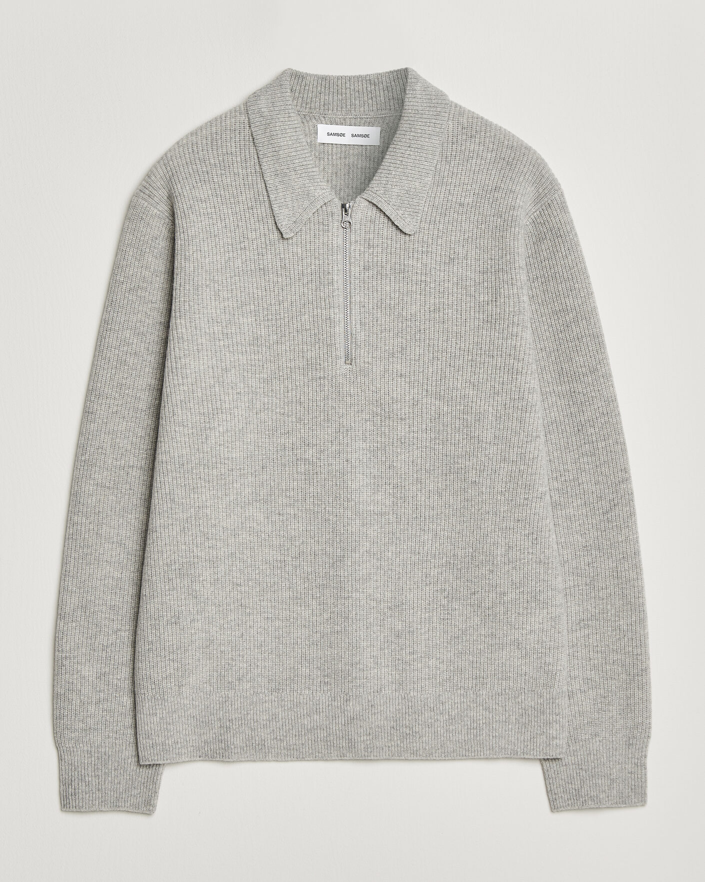 Homme | Pulls Et Tricots | Samsøe Samsøe | Isak Knitted Half Zip Polo Grey Melange
