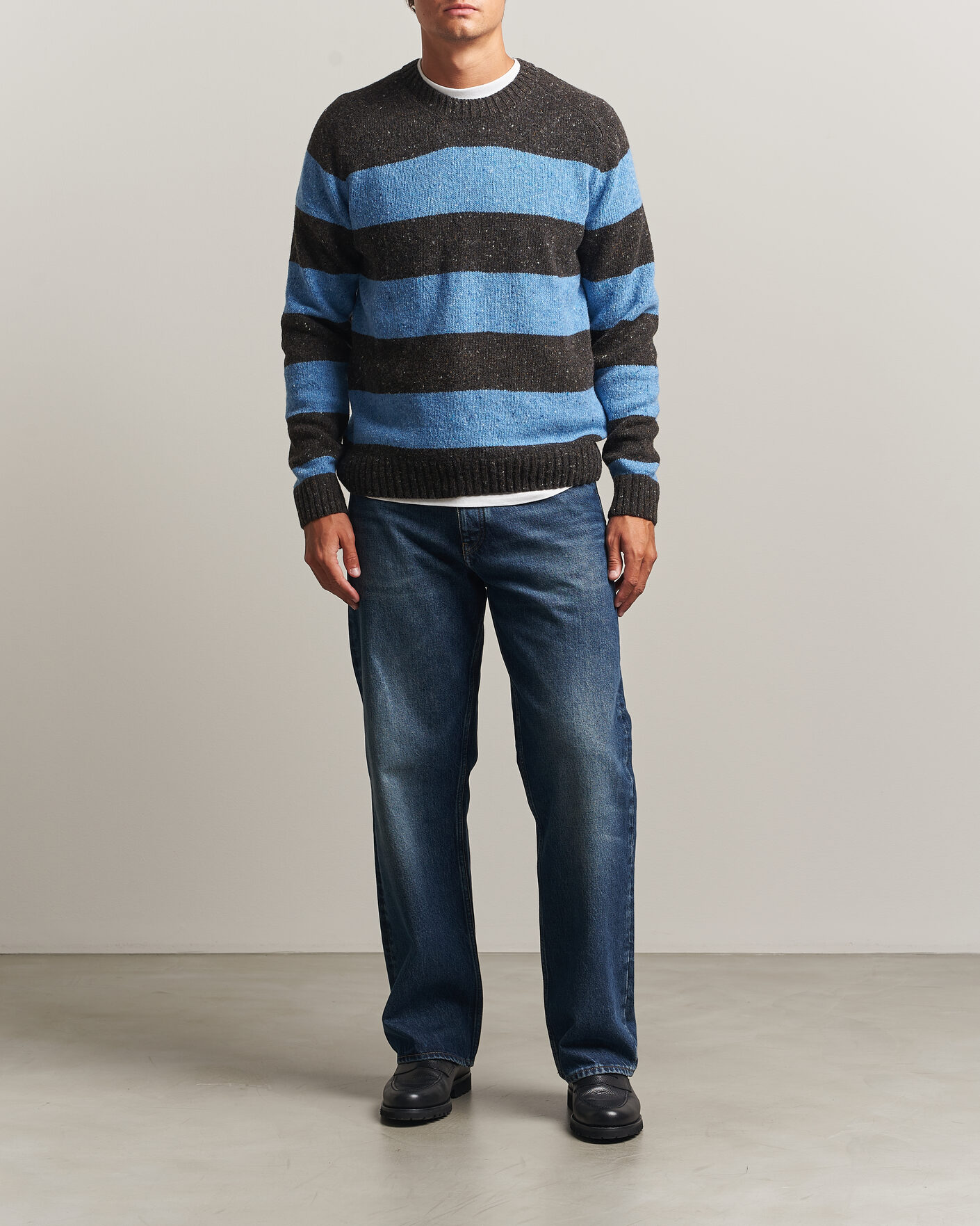 Heren | Truien | Samsøe Samsøe | Nate Donegal Wool Knitted Striped Sweater Brown/Blue