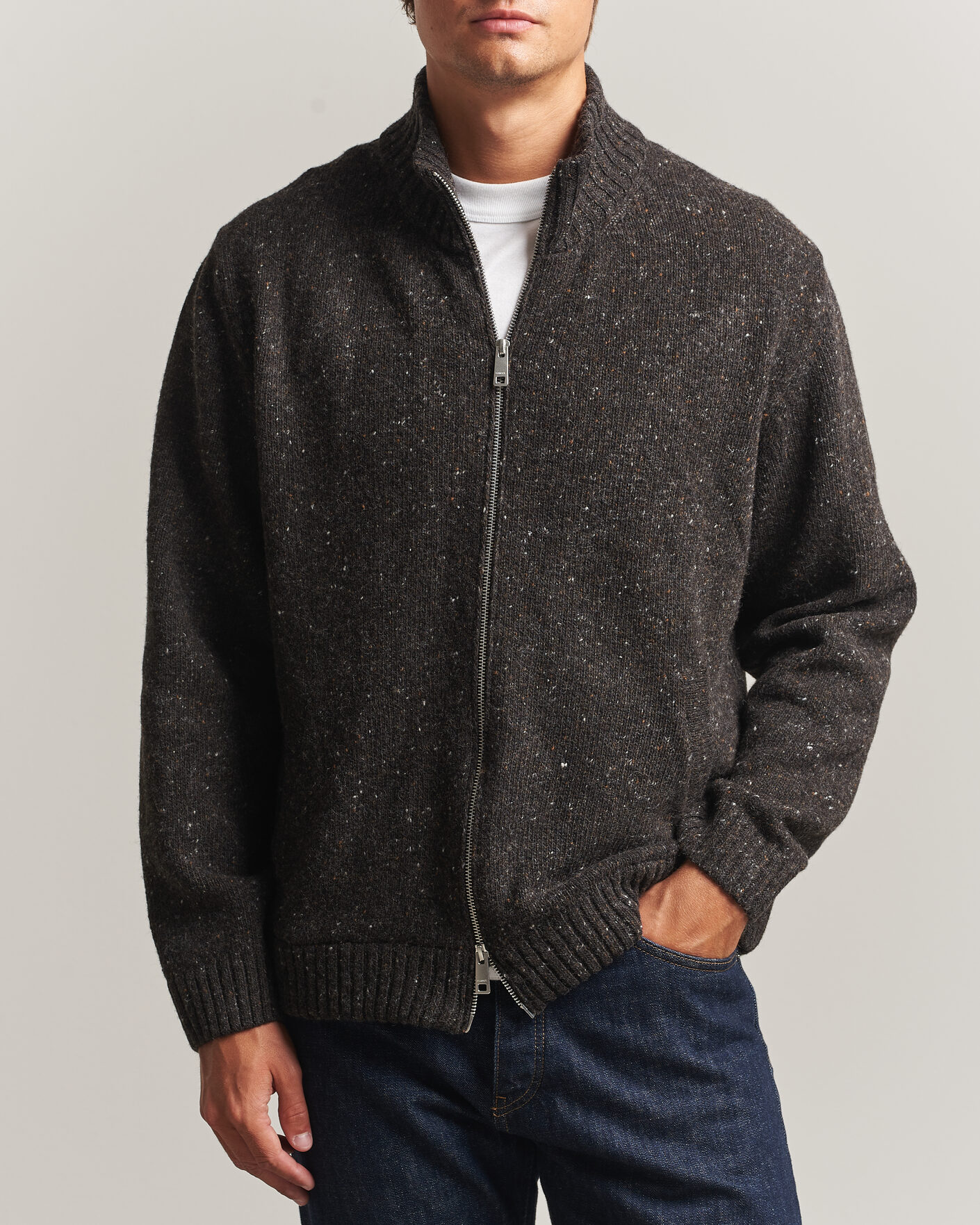 Homme | Pulls Et Tricots | Samsøe Samsøe | Nate Donegal Wool Knitted Full Zip Delicioso