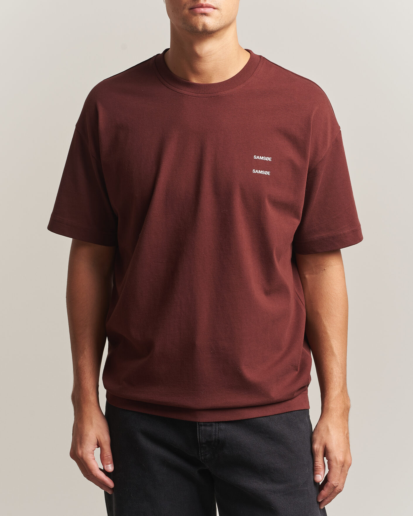 Homme | T-shirts | Samsøe Samsøe | Joel Organic Cotton T-Shirt Bitter Chocolate