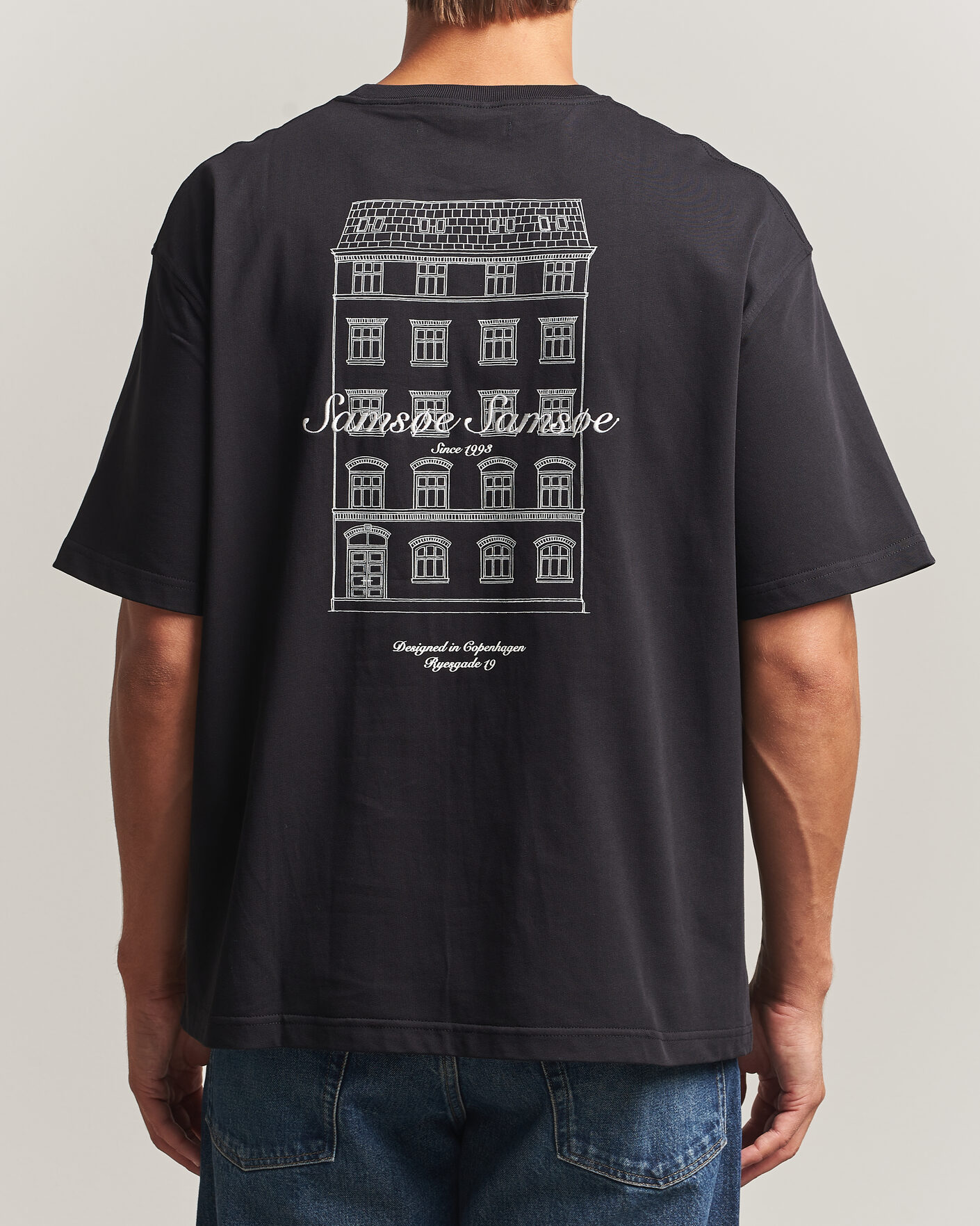 Heren | T-shirts | Samsøe Samsøe | Uni Printed Crew Neck T-Shirt Black Building