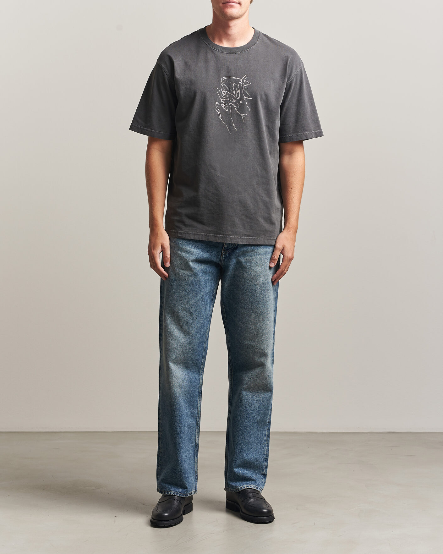 Heren | T-shirts | Samsøe Samsøe | Giles Printed Crew Neck T-Shirt Black Lines